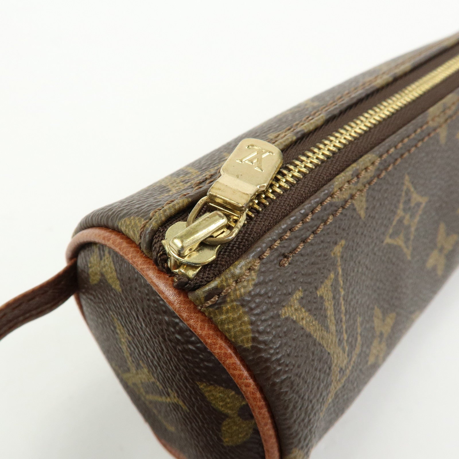 Louis Vuitton Monogram Trousse Ronde Pen Case Brown M47630