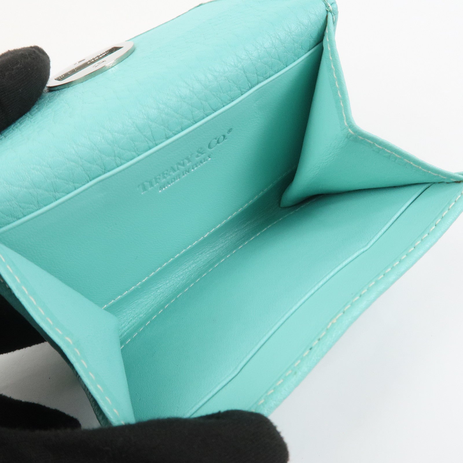 Tiffany & Co Leather Compact Bi-fold Wallet Tiffany Light Blue