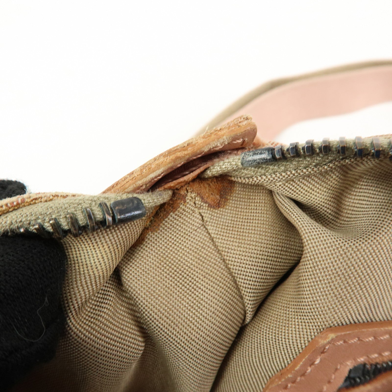 FENDI Zucchino Canvas Leather Shoulder Crossbody Bag Pink 8BR319