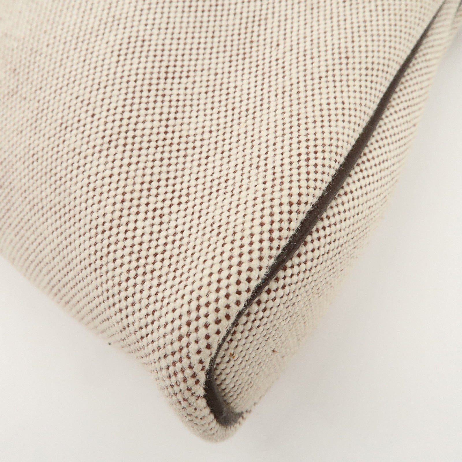 HERMES Leather Toile Ash Sac Eve MM J Engraved Hand Bag Natural