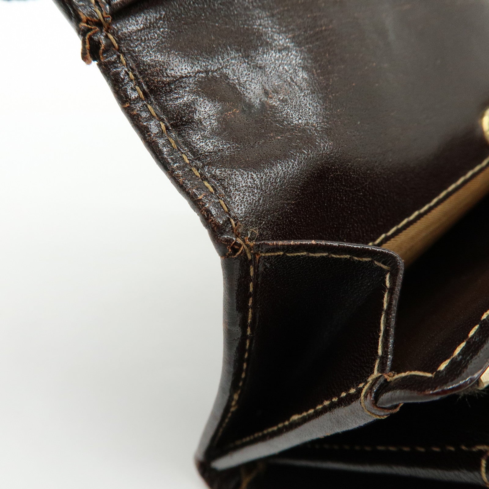 FENDI Zucca Canvas Leather Bi-fold Compact Wallet Brown 31052