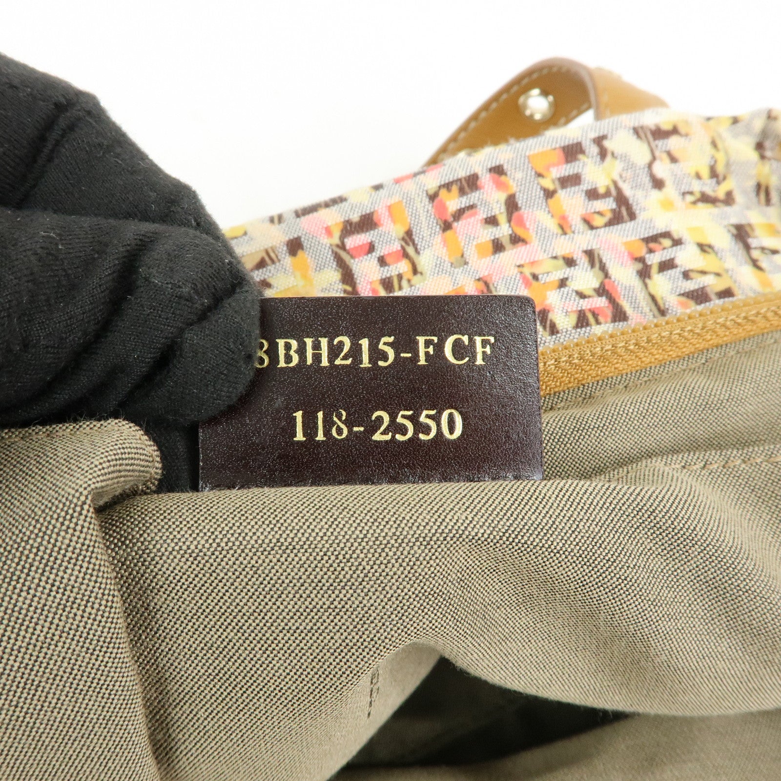 FENDI Zucchino Canvas Leather Flower Print Tote Bag Hand Bag 8BH215