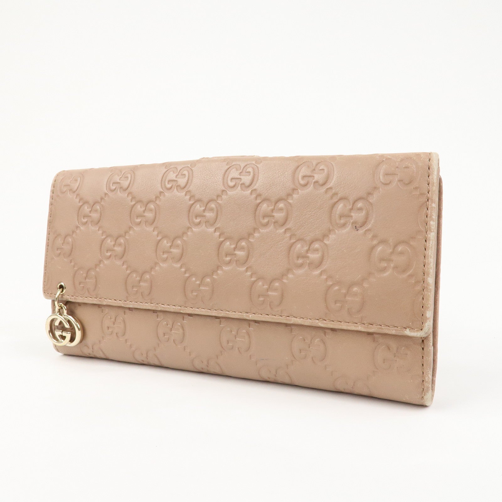 GUCCI Interlocking G Guccissima Leather Long Wallet Pink 212104