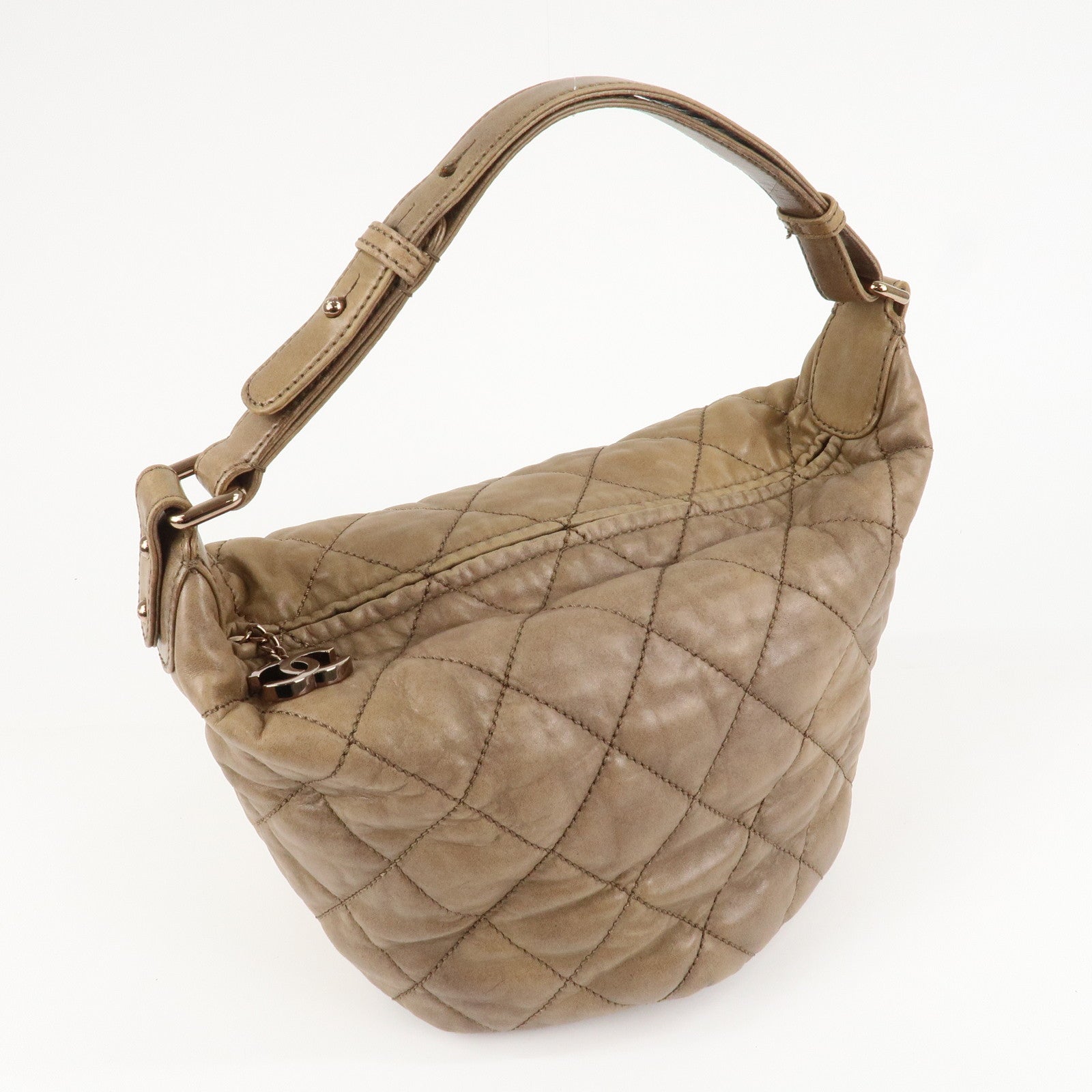 CHANEL Wild Stitch Leather Shoulder Bag Hand Bag Brown Used