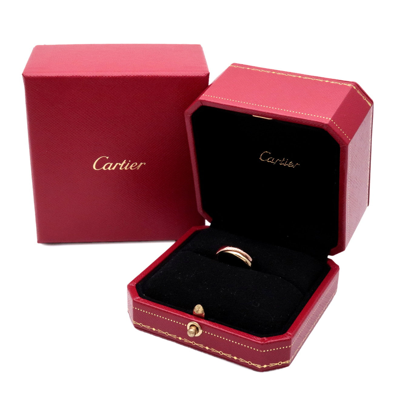 Cartier Trinity Ring 750YG/WG/PG Classic Model SM #47 US4.5