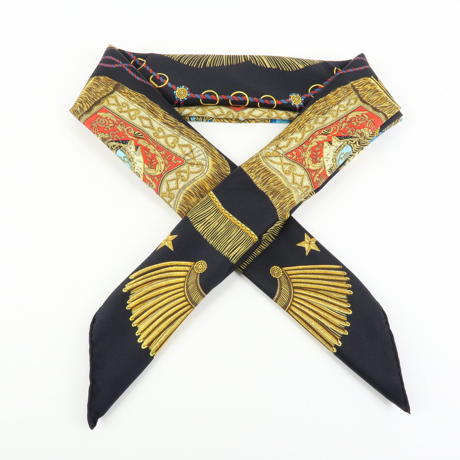 HERMES Carre 90 Silk 100% Scarf Poste et Cavalerie Navy