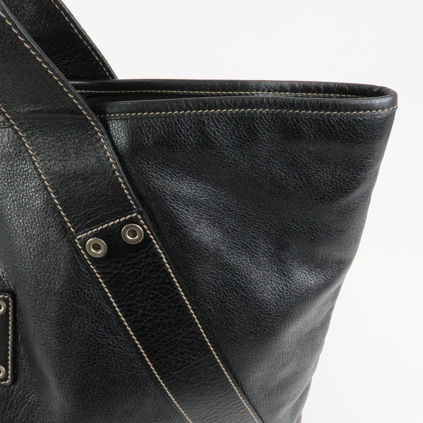 GUCCI Hysteria Leather Tote Bag Hand Bag Black 211126