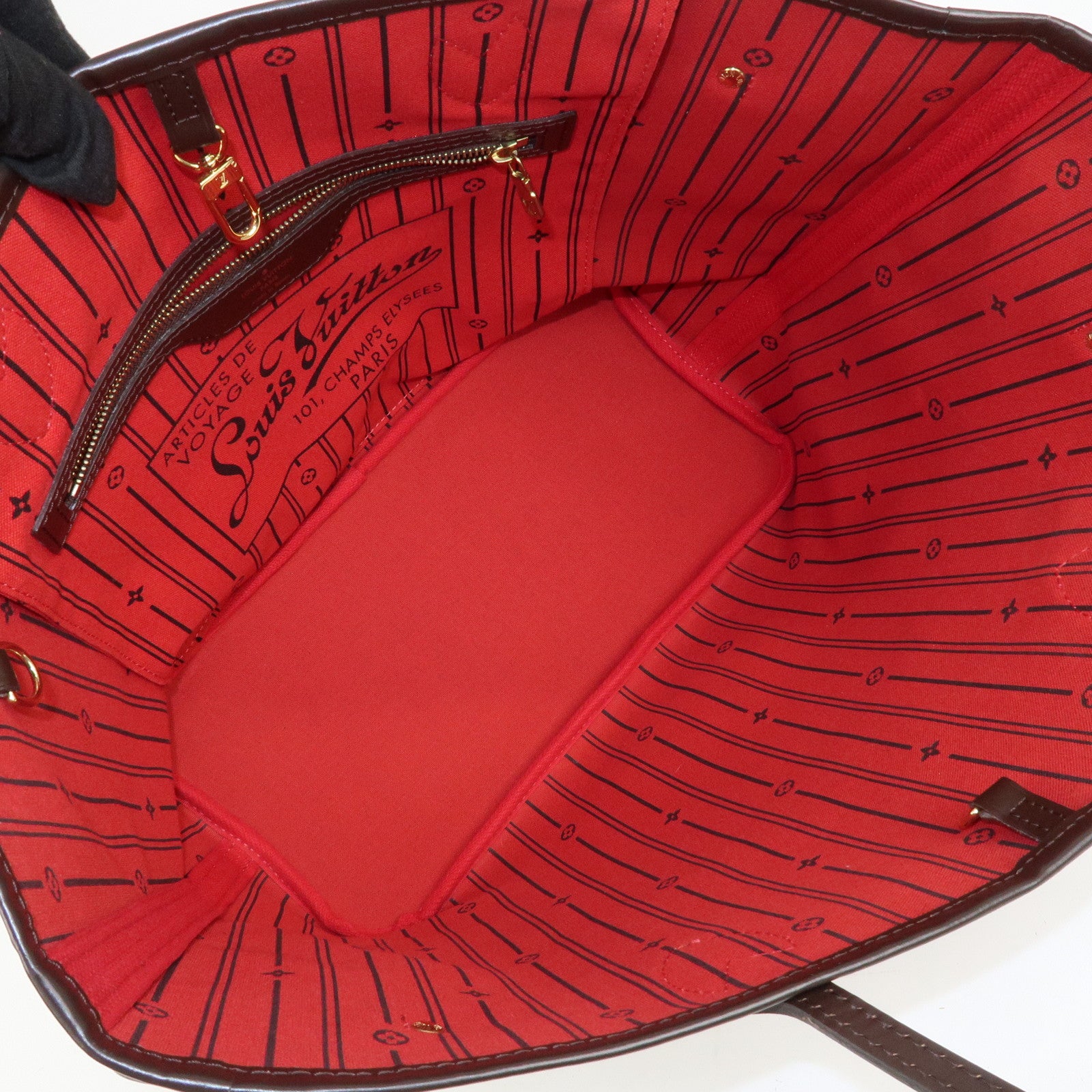 Louis Vuitton Damier Ebene Neverfull MM Tote Bag Cerise N41358