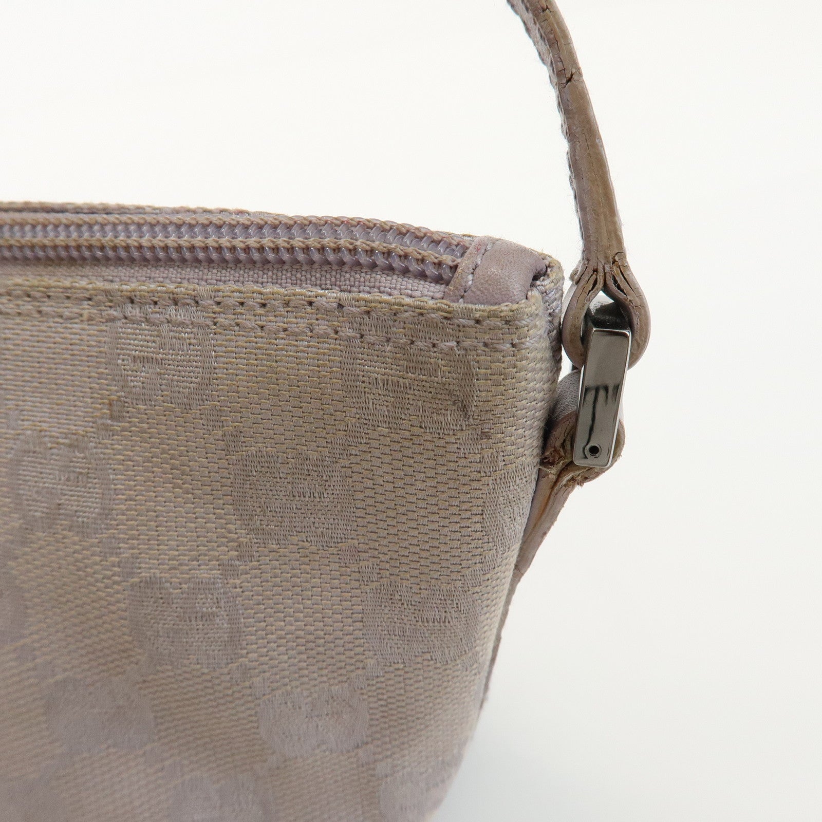 GUCCI Boat Bag GG Canvas Leather Hand Bag Pouch Light Purple 07198