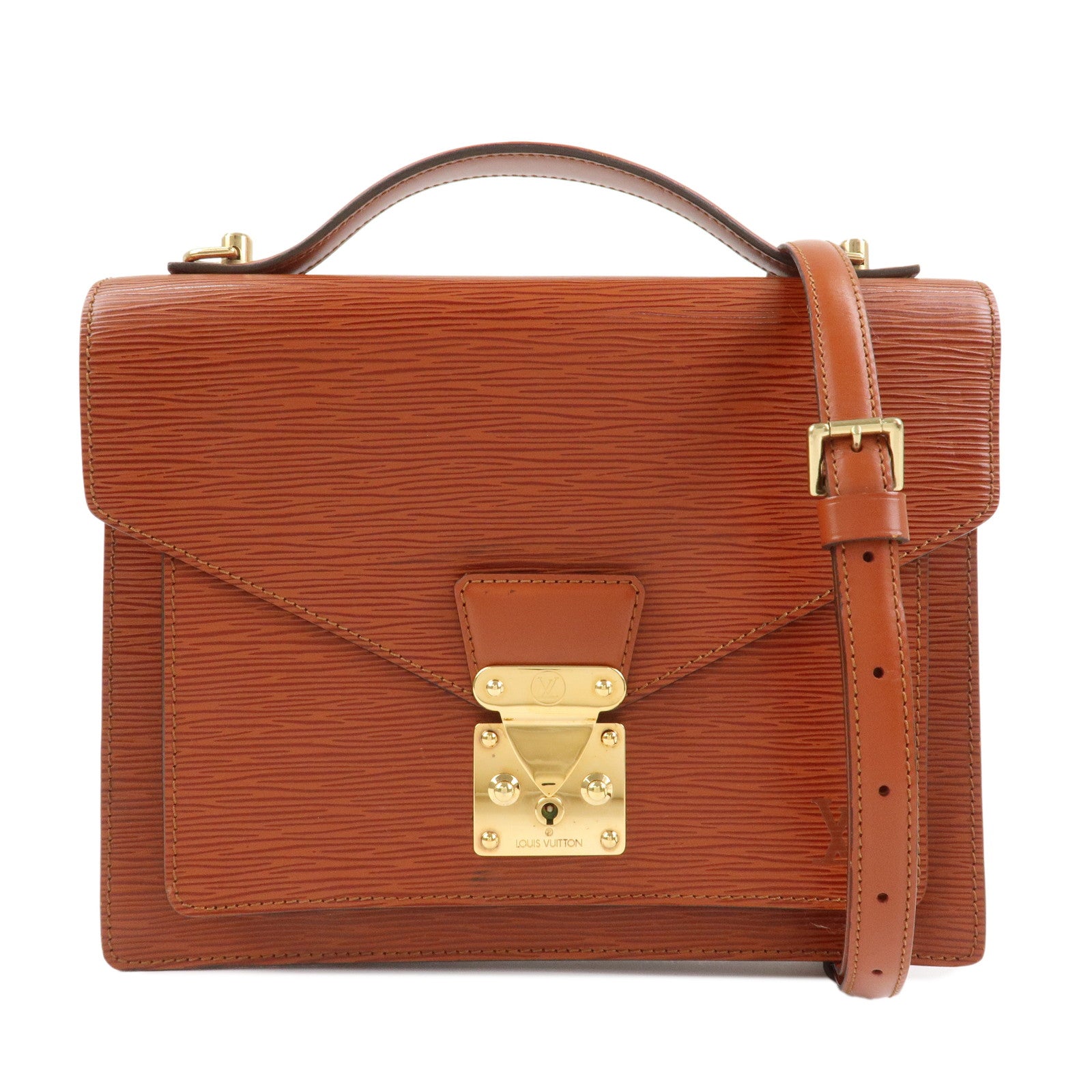 Louis Vuitton Epi Monceau 2way Bag Hand Bag Kenya Brown M52123