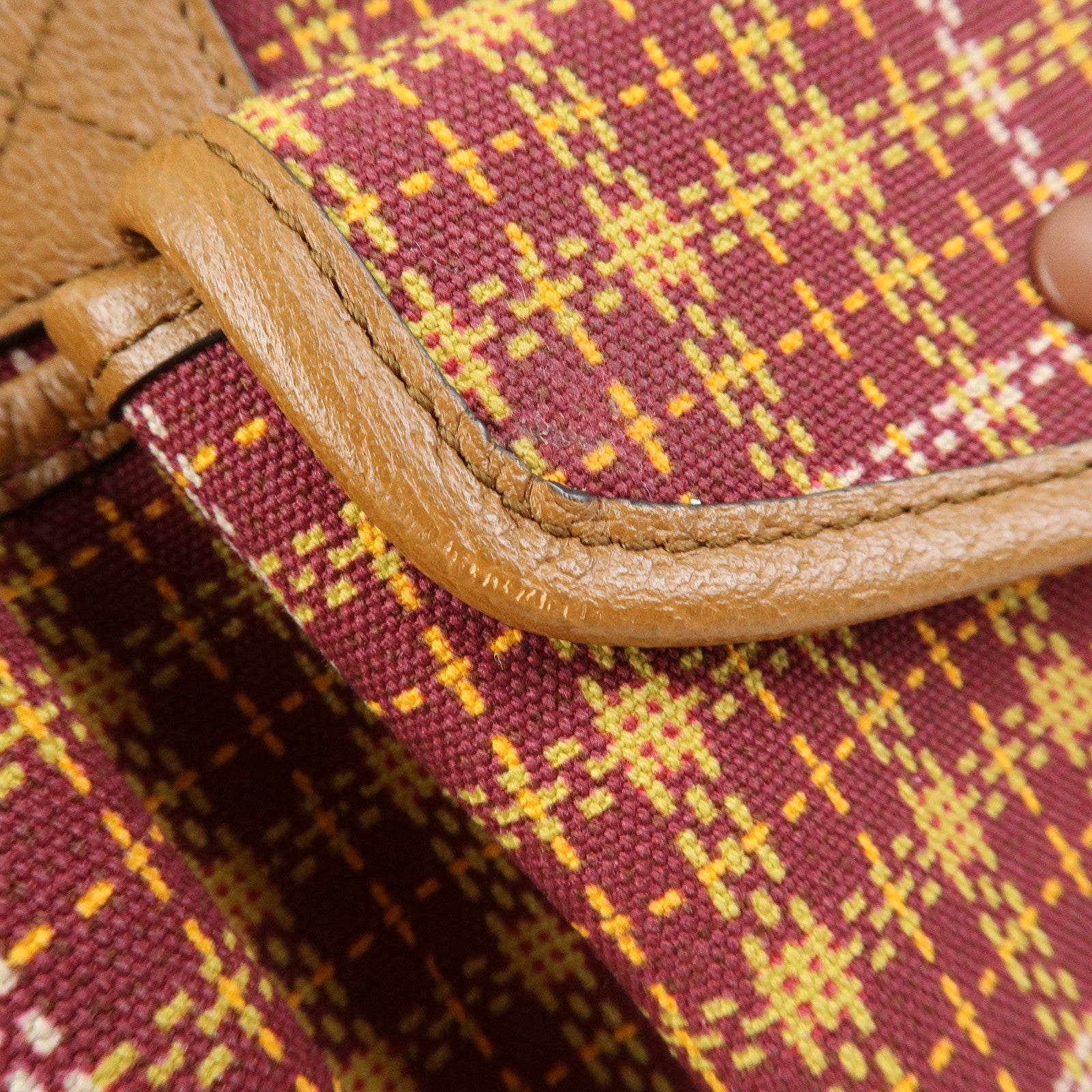 GUCCI Children’s Canvas Leather Tote Bag Bordeaux Brown 628150