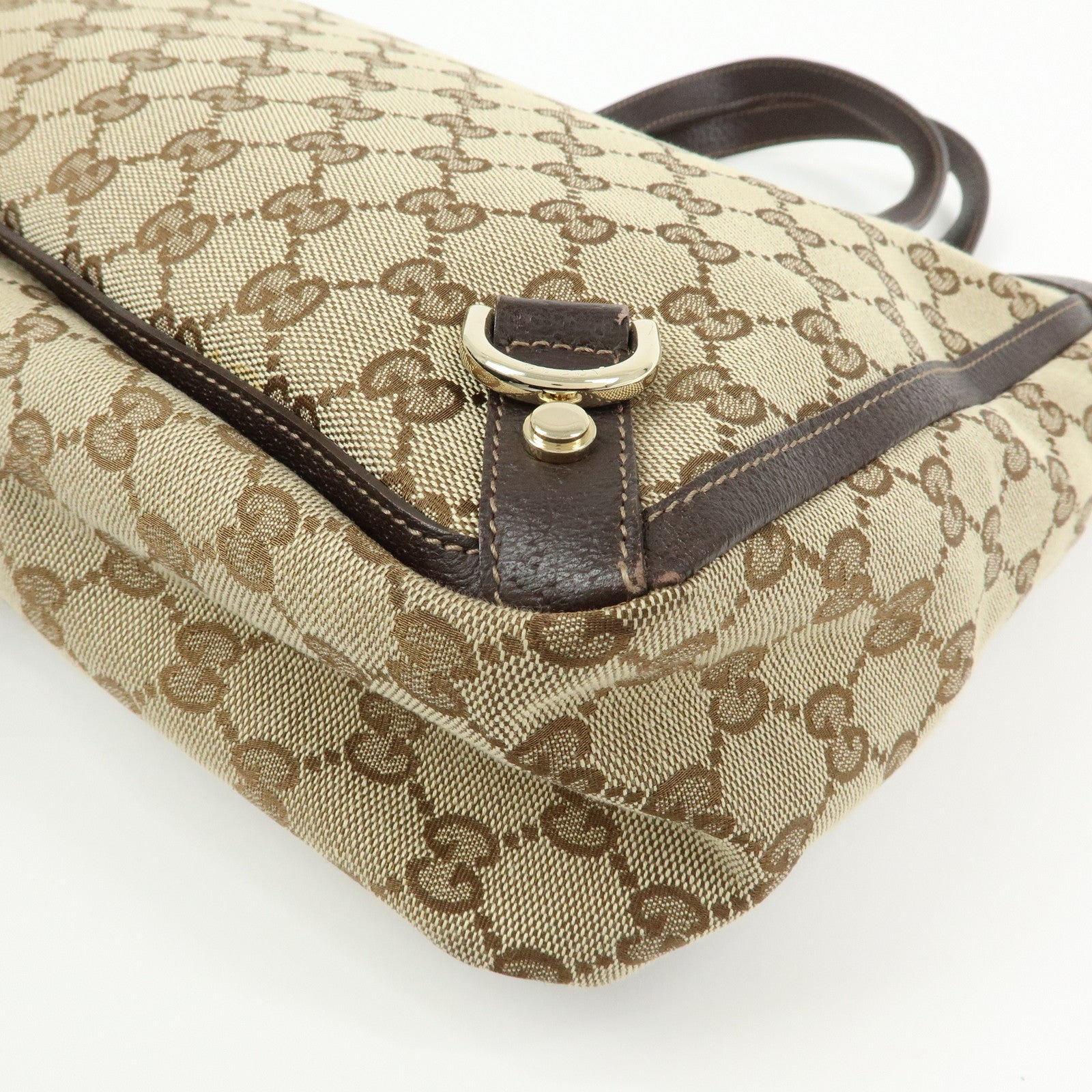 GUCCI GG Canvas Leather Tote Bag Shoulder Bag Beige Brown 170004