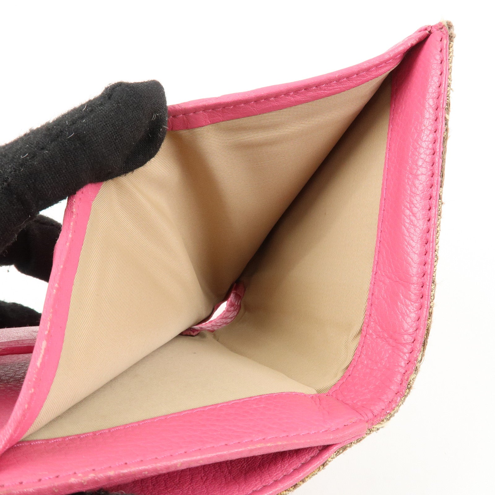 Christian Dior Street Chic Trotter Canvas Leather W Hook Wallet Pink Used