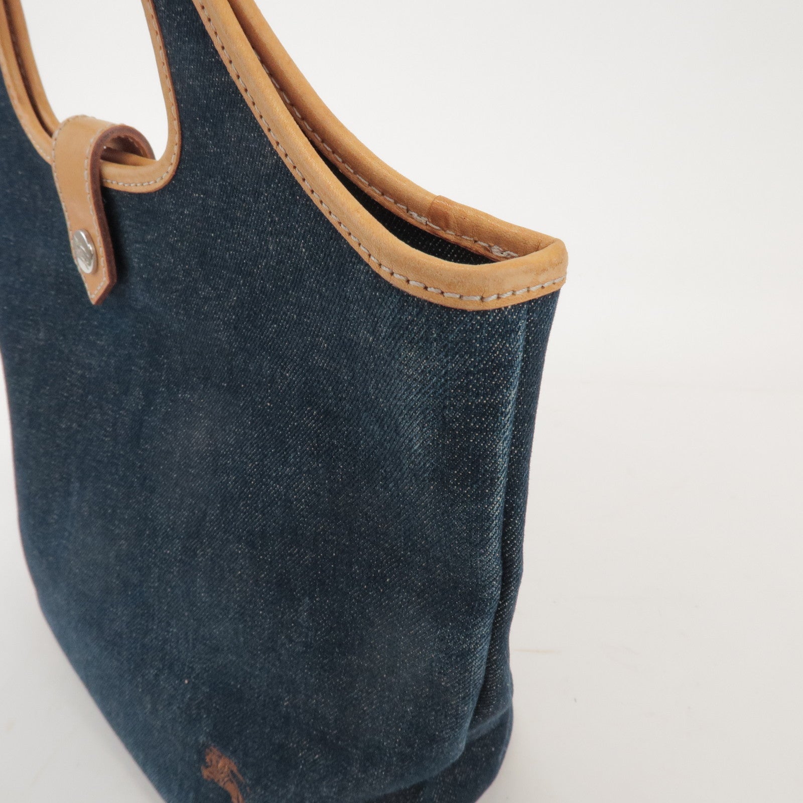 BURBERRY Blue Label Denim Leather Hand Bag Tote Bag Indigo Blue