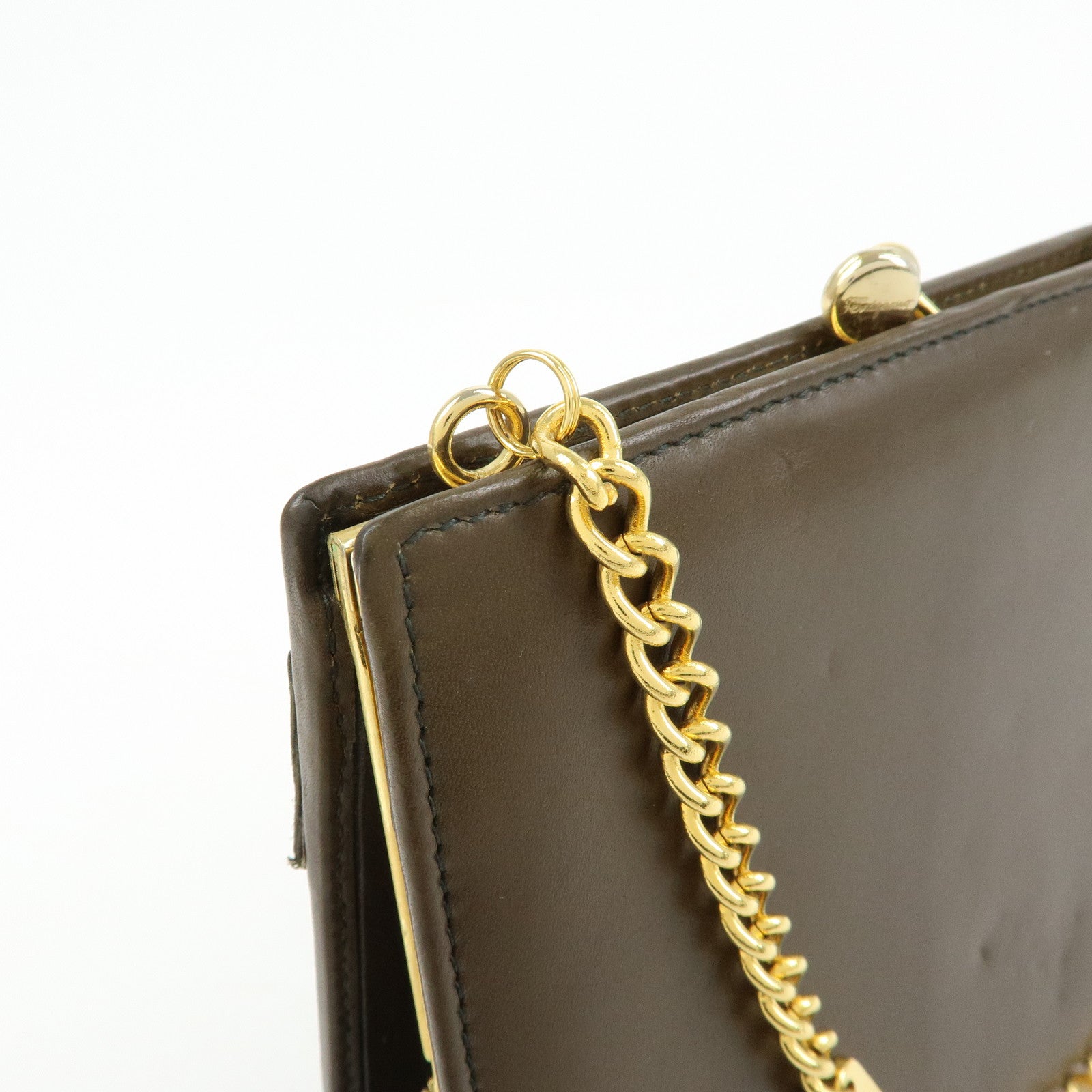 Ferragamo Vara Ribbon Leather Chain Mini Shoulder Bag Brown