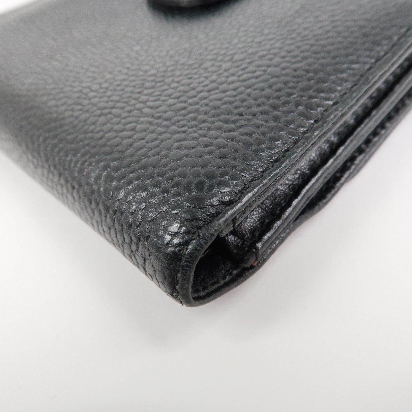 CHANEL COCO Mark W Hook Bi-fold Compact Wallet Black A01427