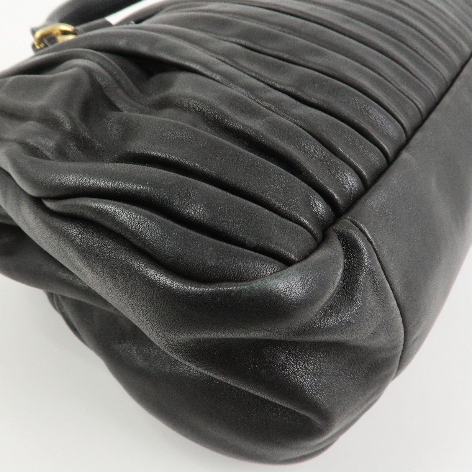 MIU MIU Leather 2Way Bag Hand Bag Shoulder Bag Black