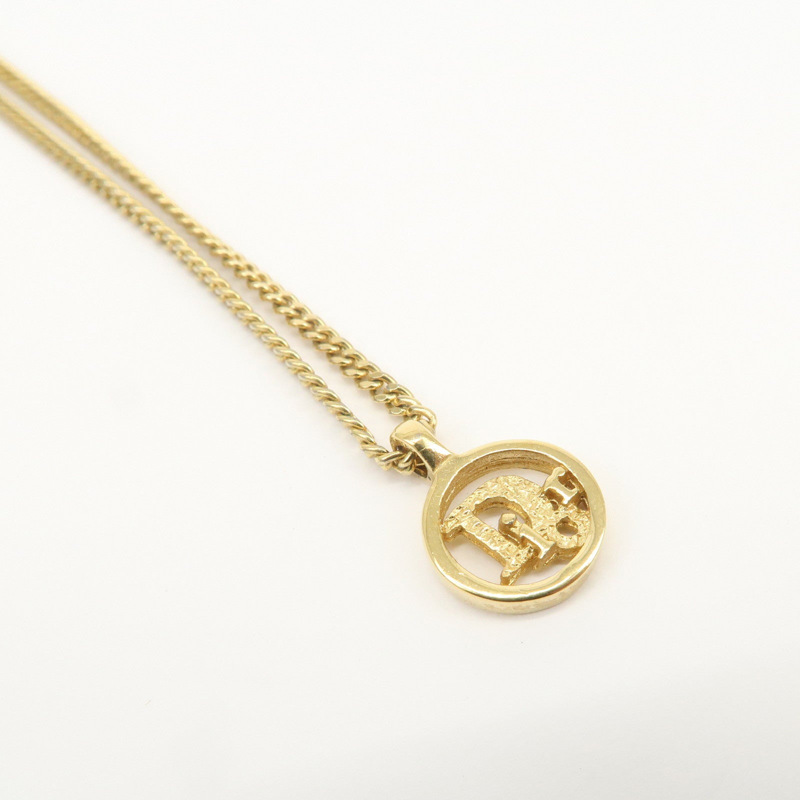 Christian Dior Logo Metal Necklace Choker Gold