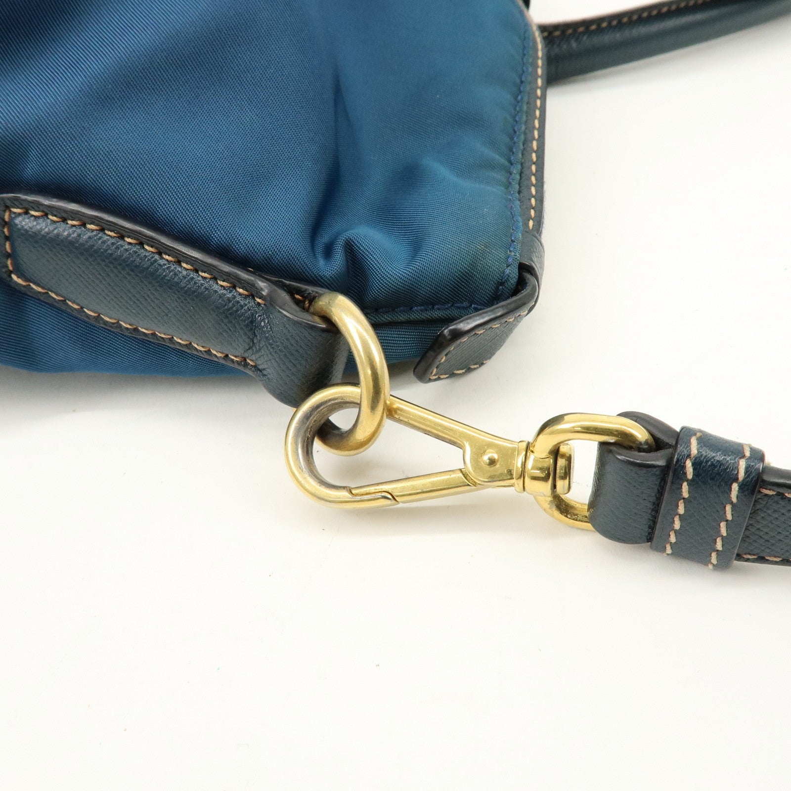 PRADA Triangle Logo 2Way Bag Hand Bag Shoulder Bag Blue BN2541