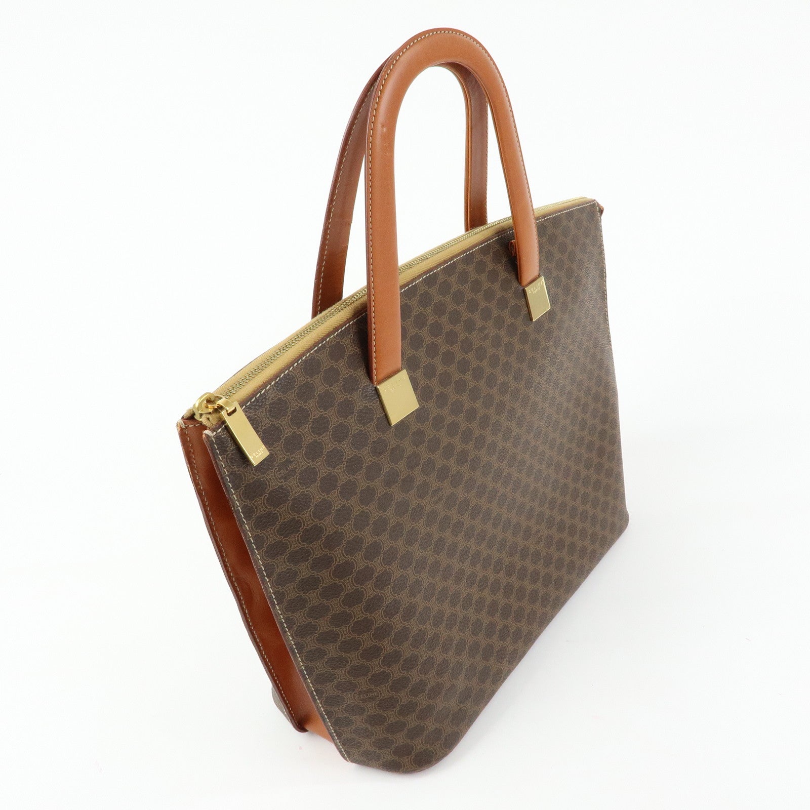 CELINE Macadam PVC Leather 2WAY Bag Hand Bag Shoulder Bag Brown