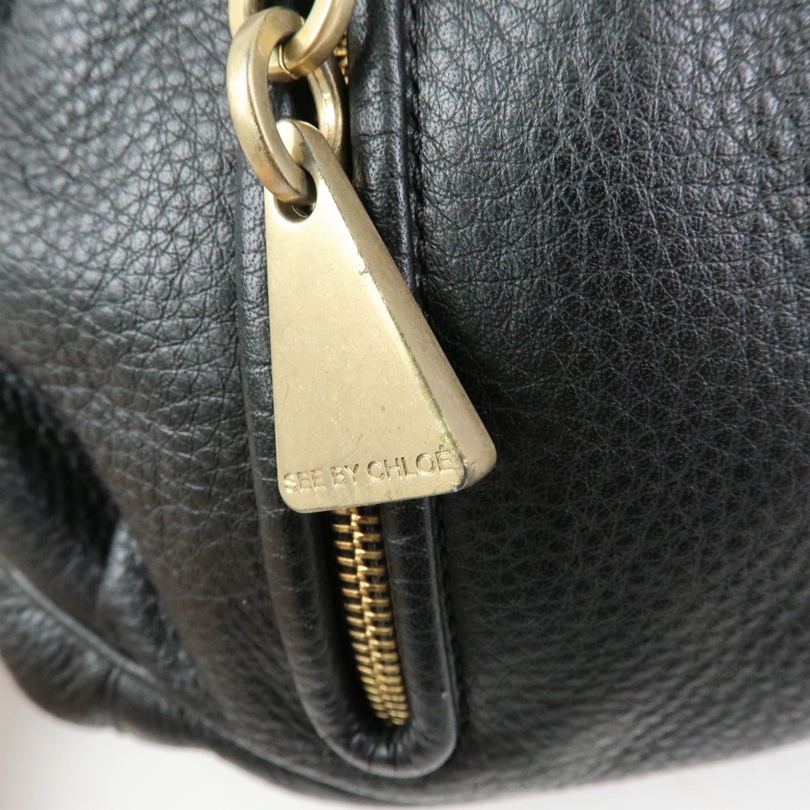 Chloe See By Chloe Leather Shoulder Bag Tassel Charm Black