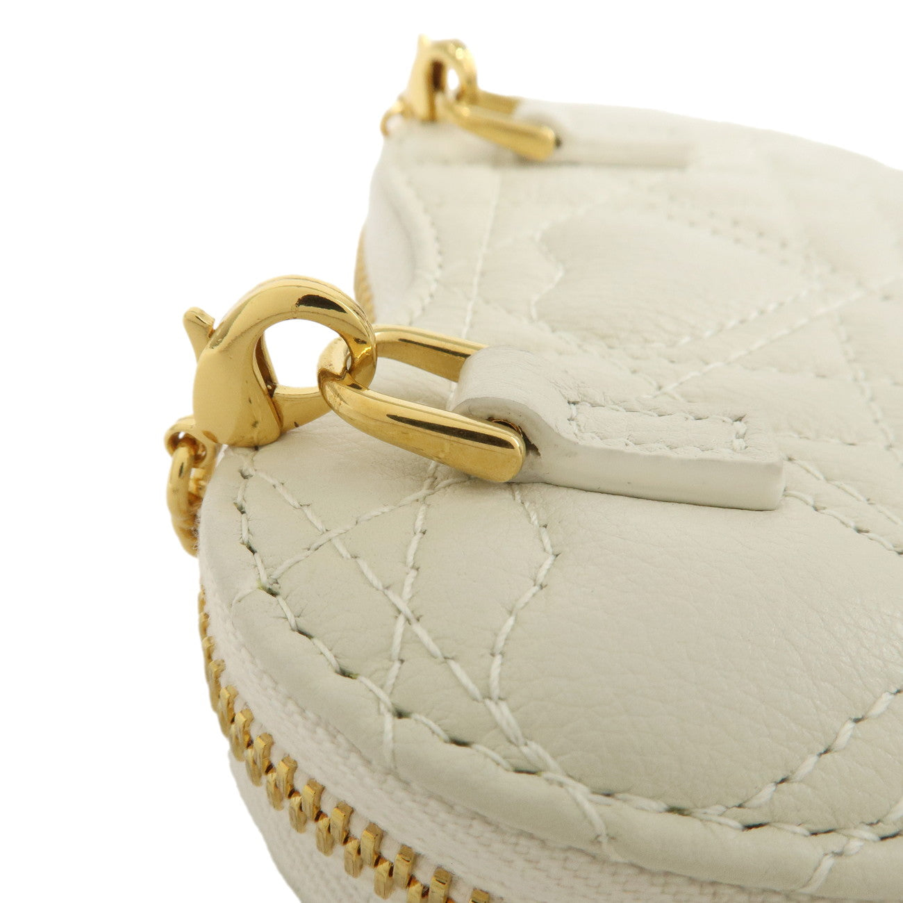 Christian Dior Canage Calf Skin Mini Chain Shoulder Bag Ivory