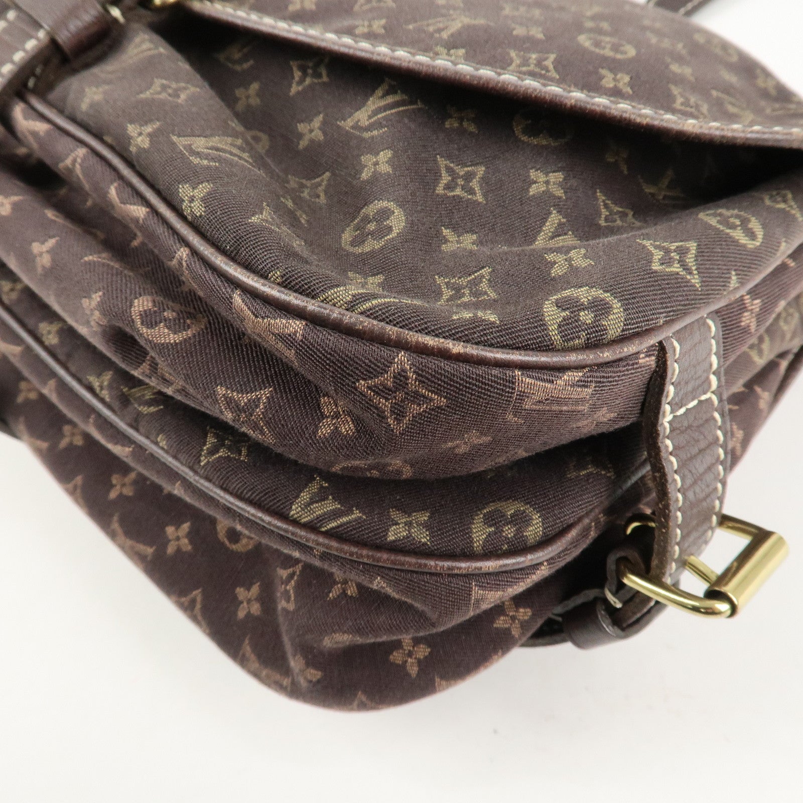 Louis Vuitton Monogram Mini Lin Saumur 30 Ebene Brown M95227 Used