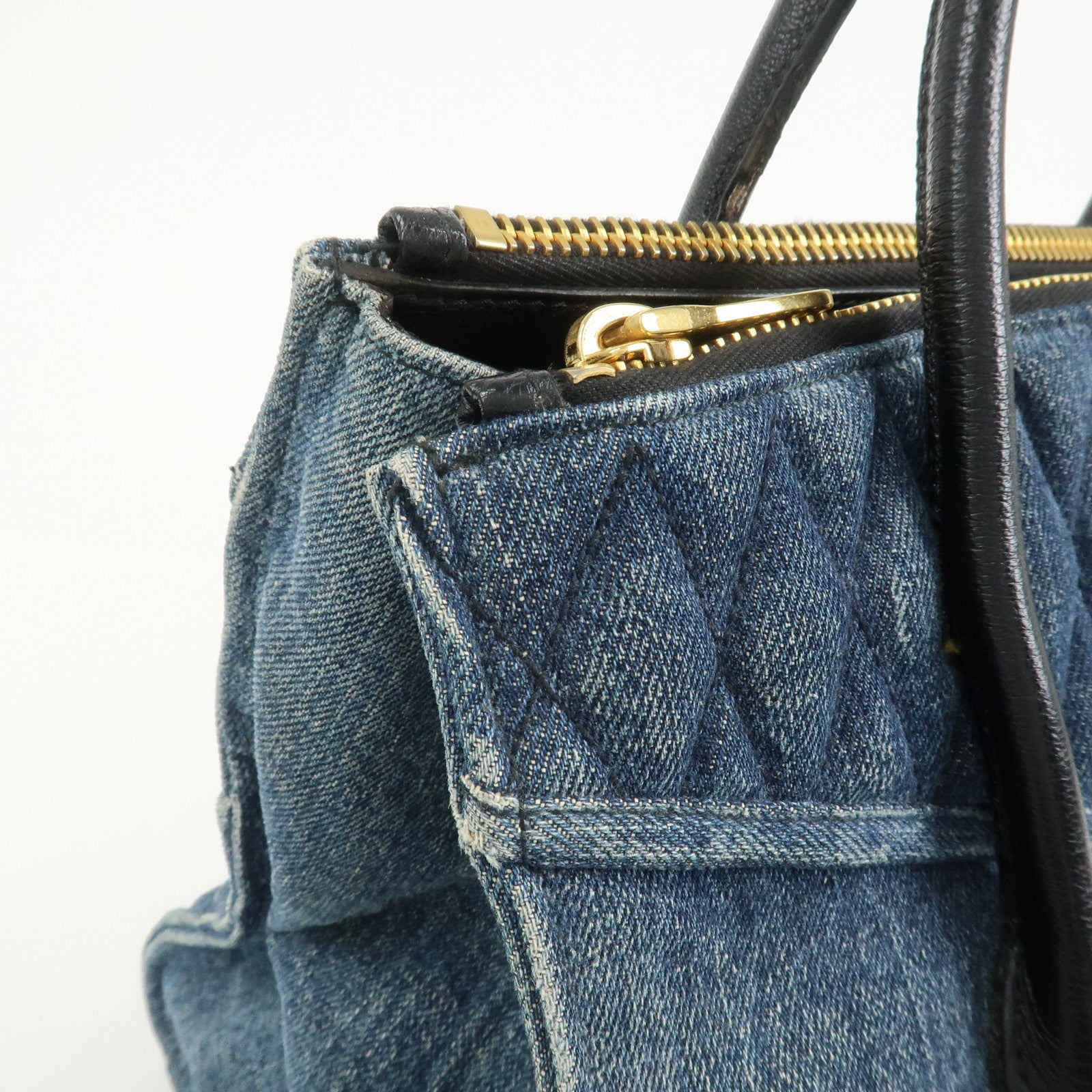 MIU MIU Biker Denim 2Way Hand Bag Shoulder Bag Blue RN1031