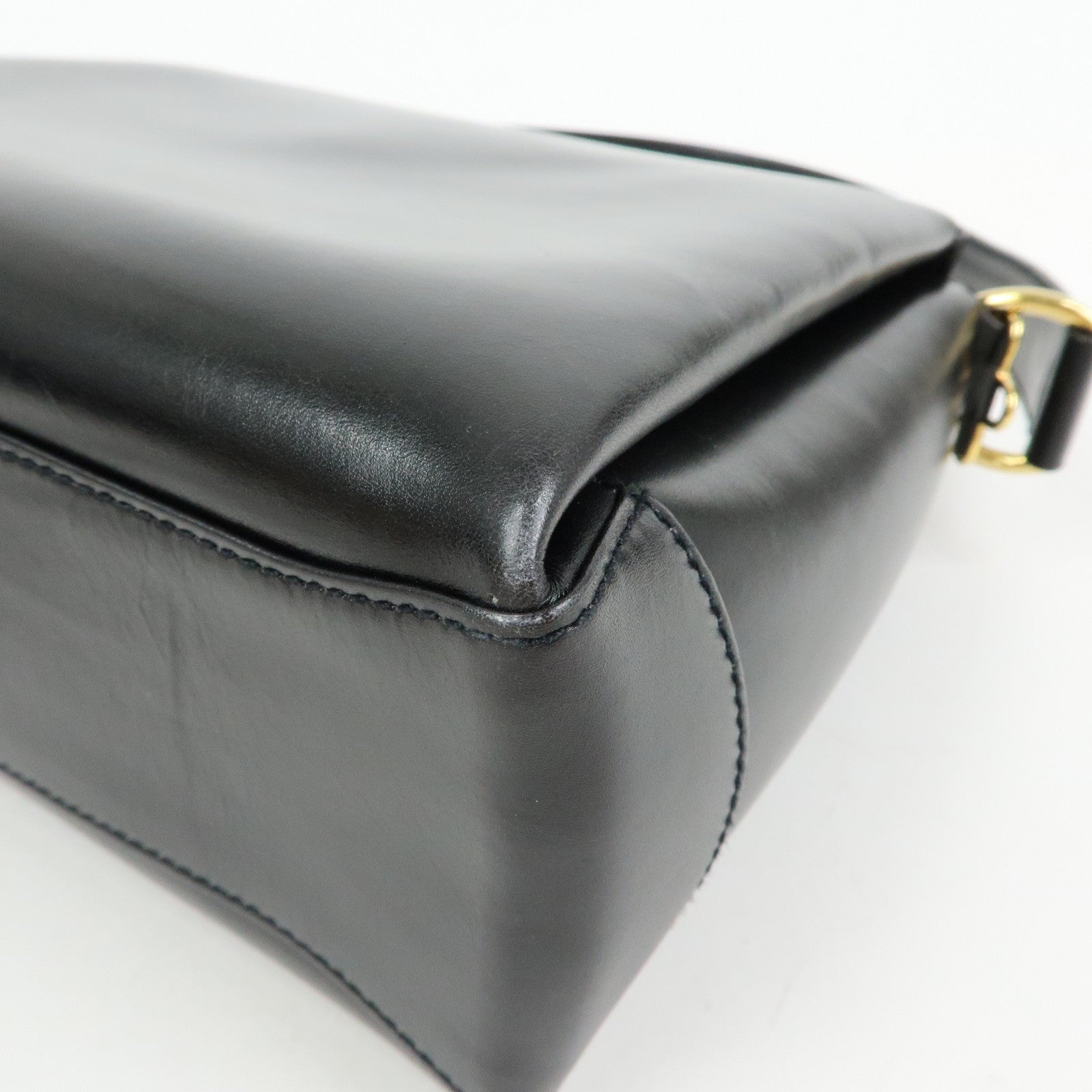 GUCCI Bamboo Leather Hand Bag Shoulder Bag Black 000・33・0175