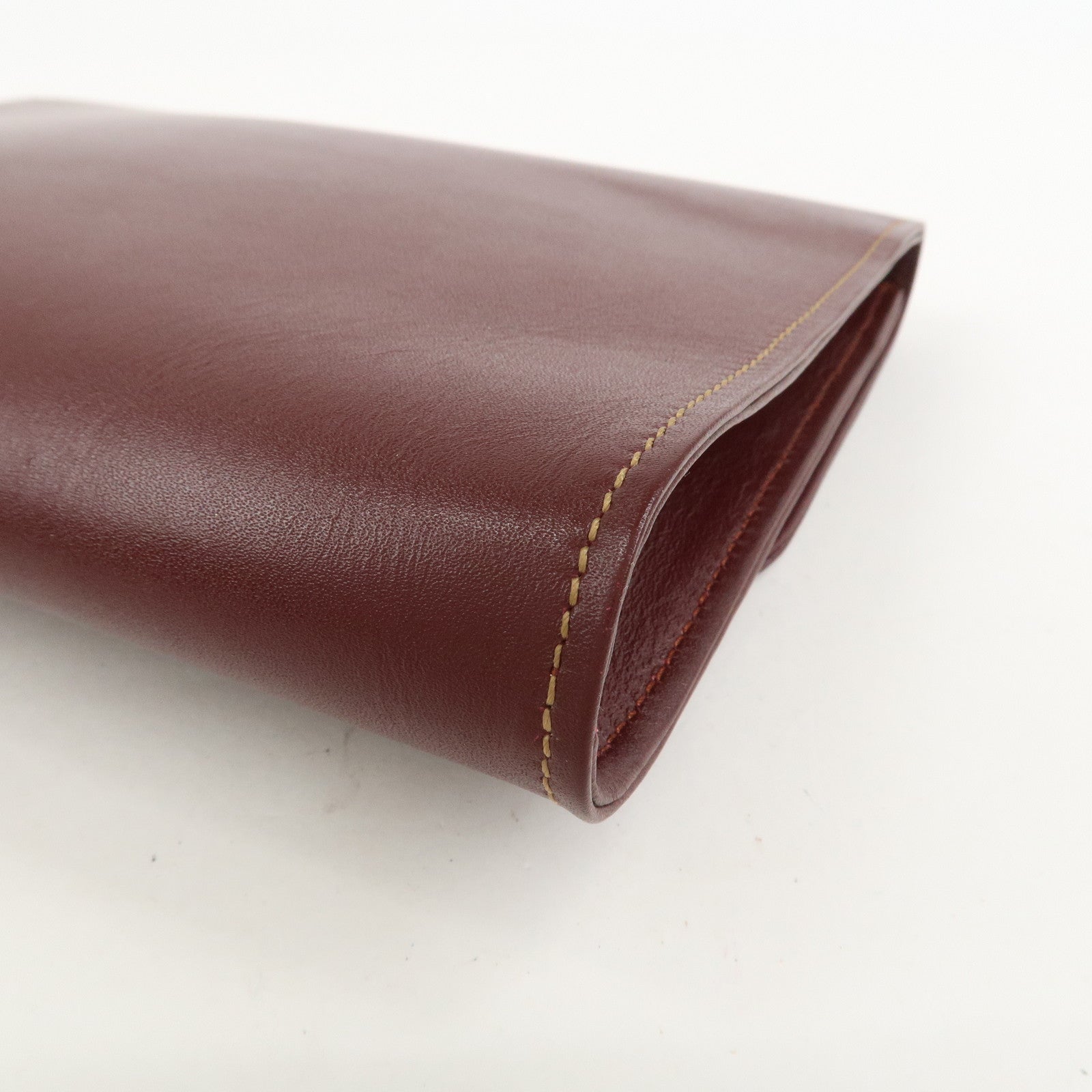 Cartier Logo Leather Clutch Bag Bordeaux