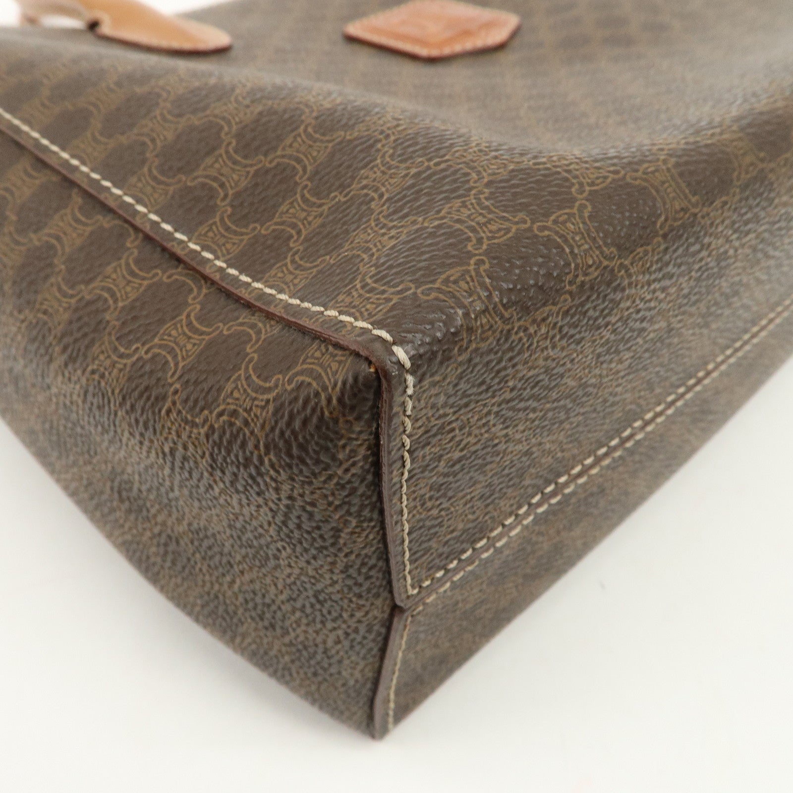 CELINE Macadam PVC Leather Tote Bag Hand Bag Brown