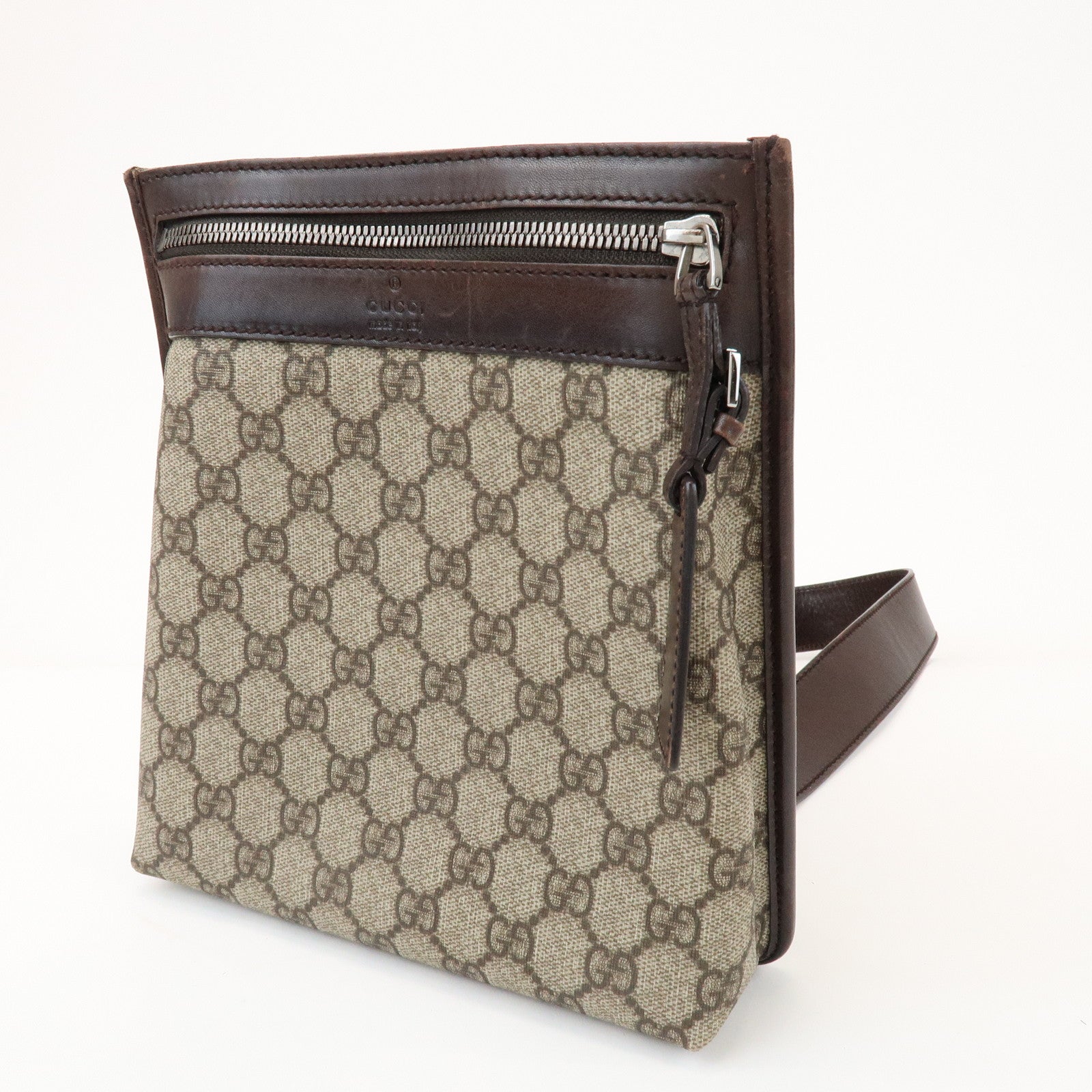 GUCCI GG Supreme PVC Leather Shoulder Crossbody Bag Brown 92562