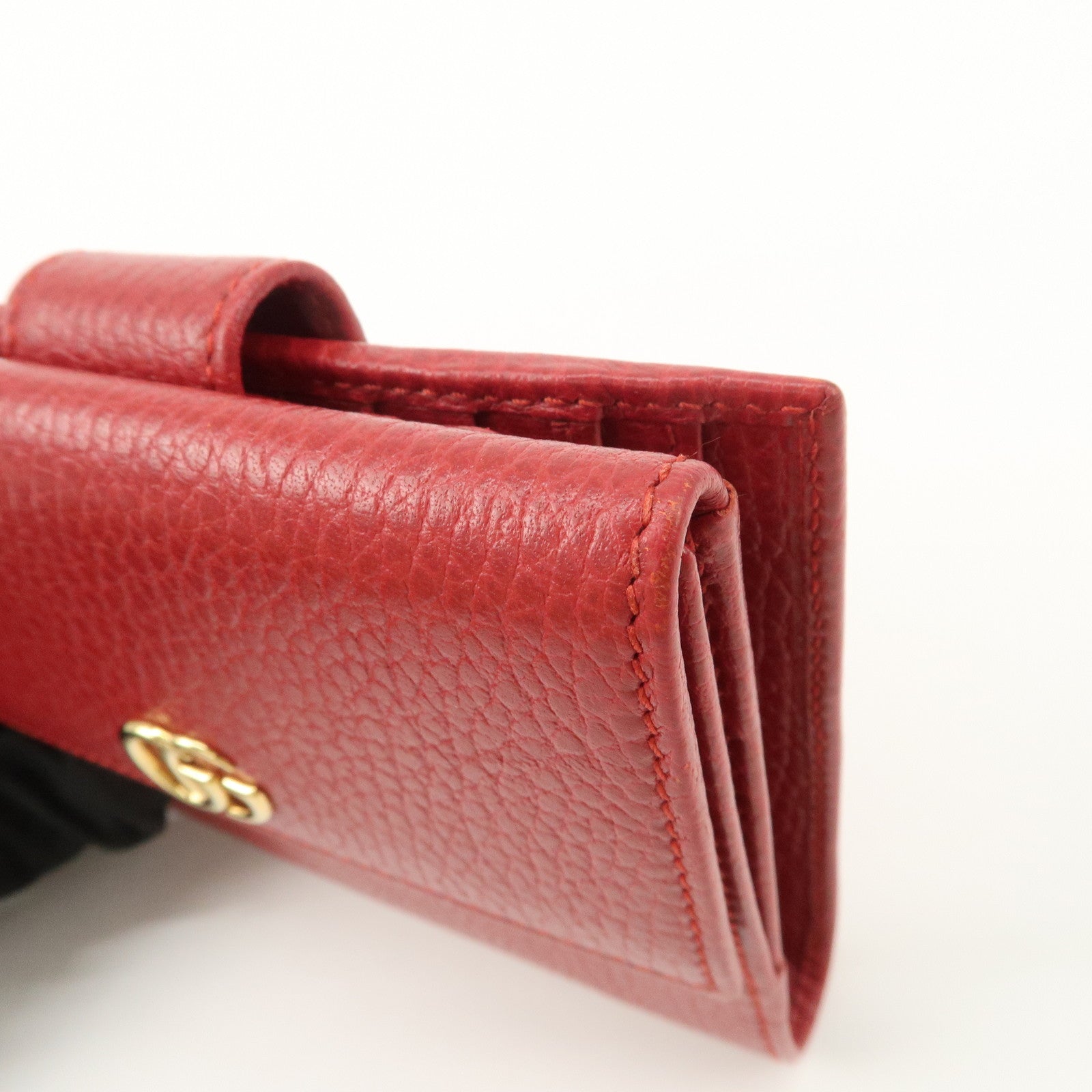 GUCCI GG Marmont Leather Bi-Fold Wallet Castilian Red 456122