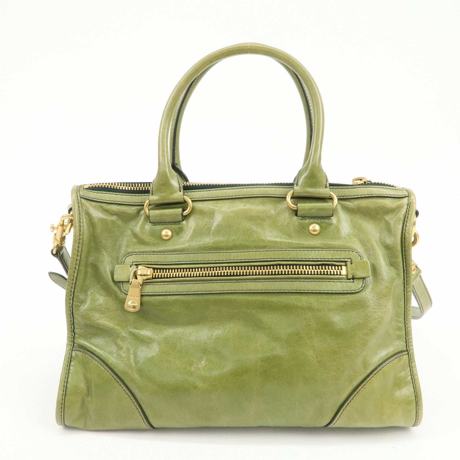 MIU MIU 2Way Bag Hand Bag Shoulder Bag Light Green RL0043