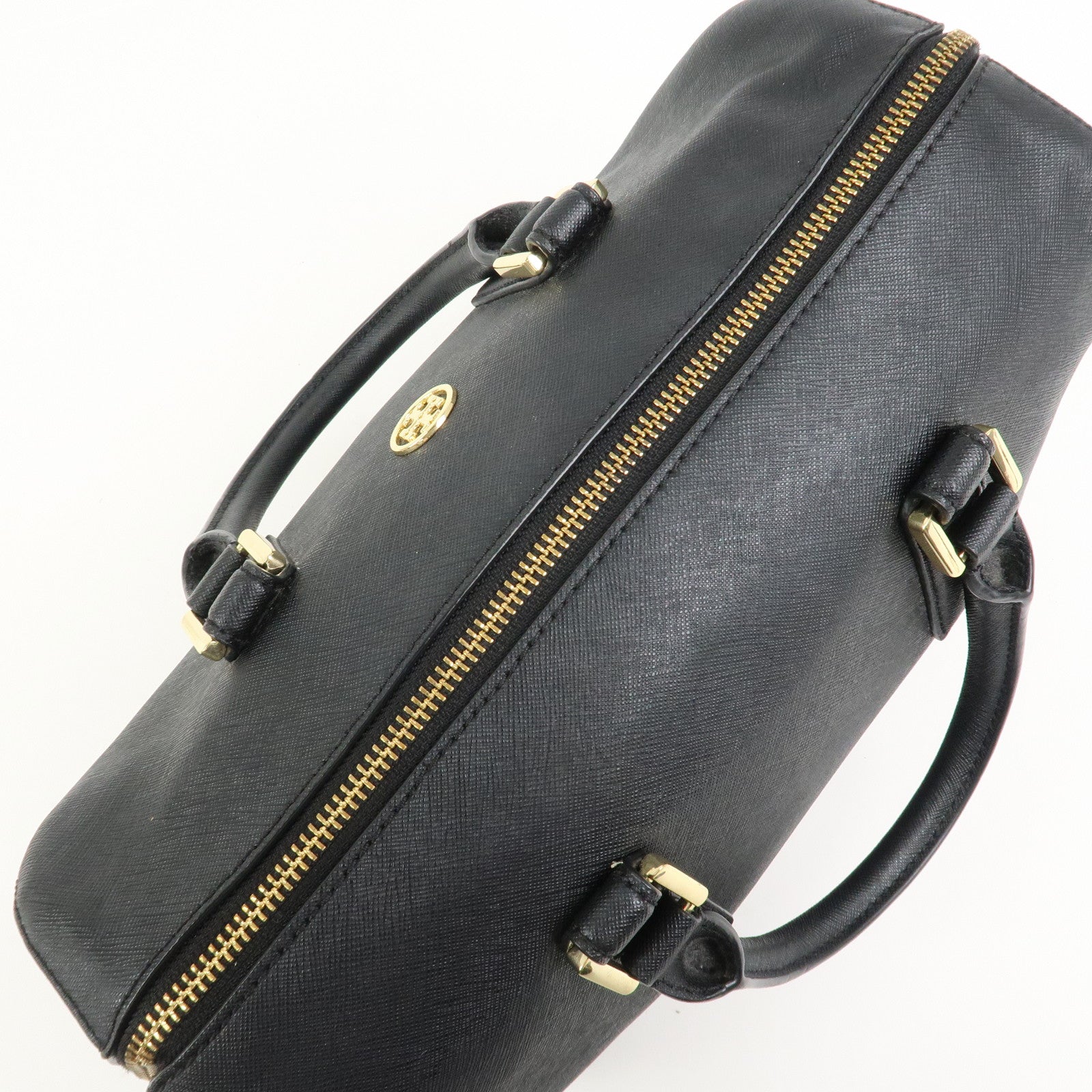 TORY BURCH Logo Leather 2Way Bag Hand Bag Shoulder Bag Black