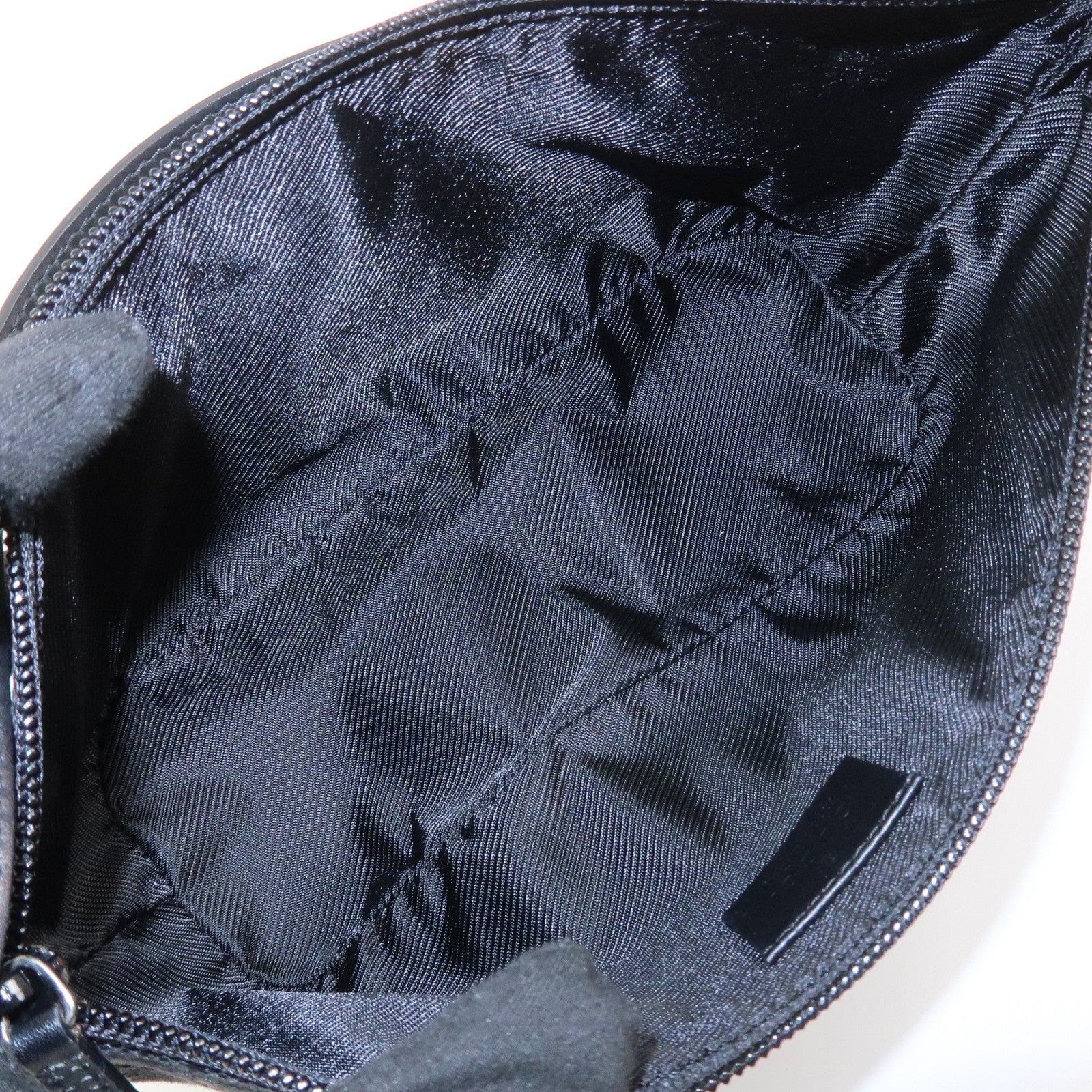 GUCCI Boat Bag GG Canvas Leather Hand Bag Black 07198