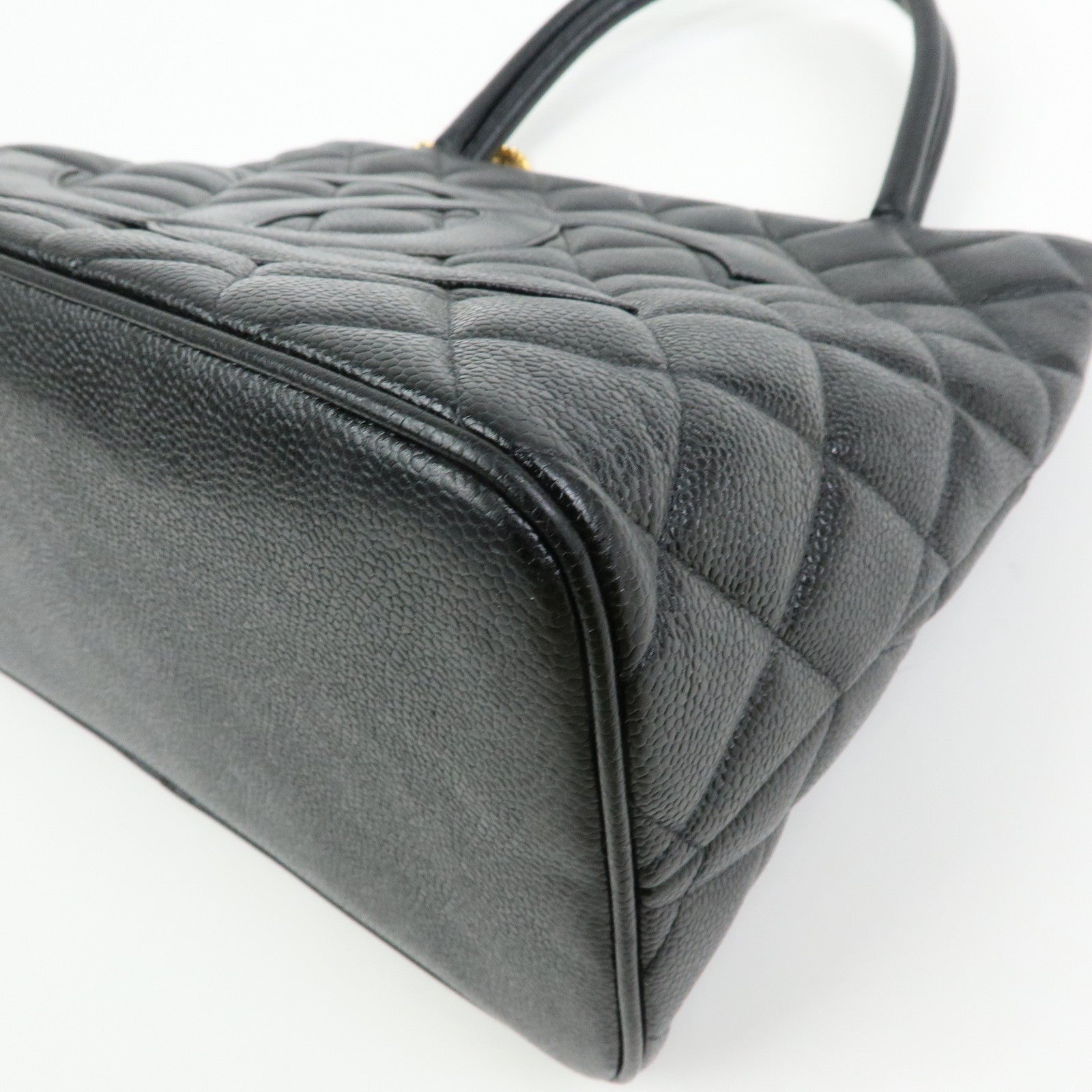 CHANEL Matelasse COCO Mark Medallion Caviarskin Tote Bag A01804