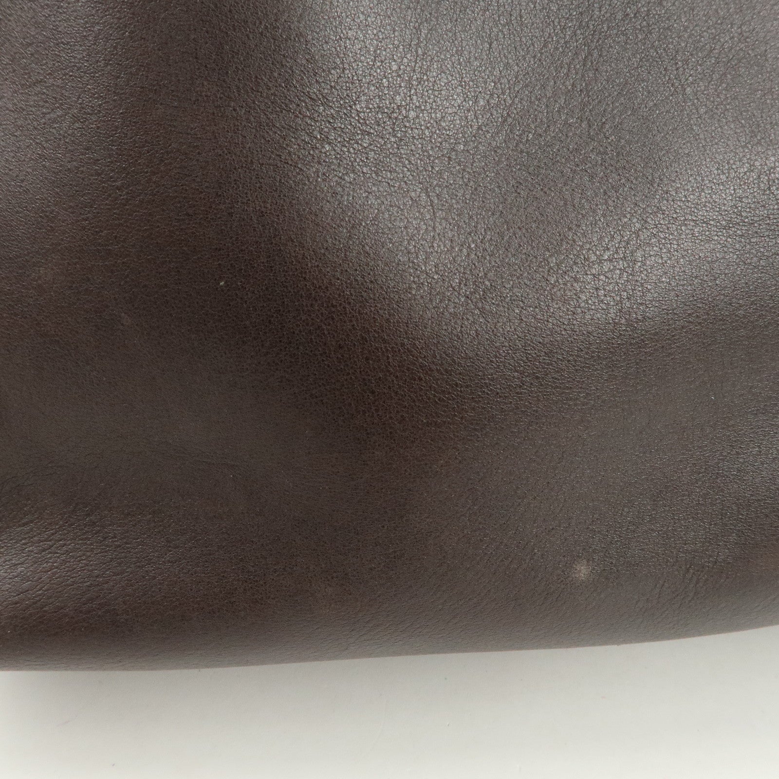 CELINE Macadam Logo Leather Tote Bag Hand Bag Dark Brown