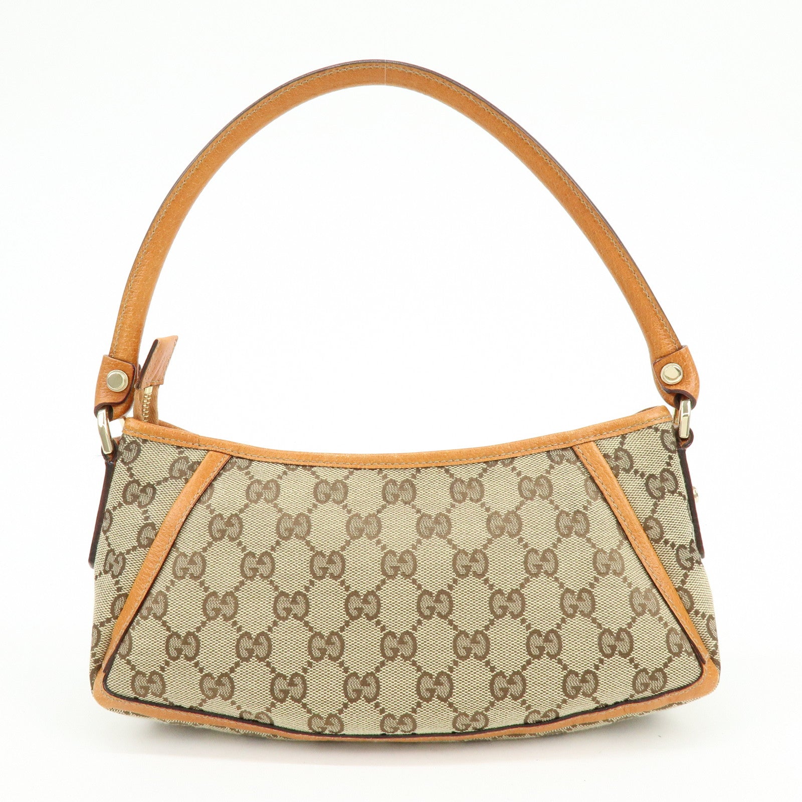 GUCCI Abbey GG Canvas Leather Shoulder Hand Bag Beige Orange 130939