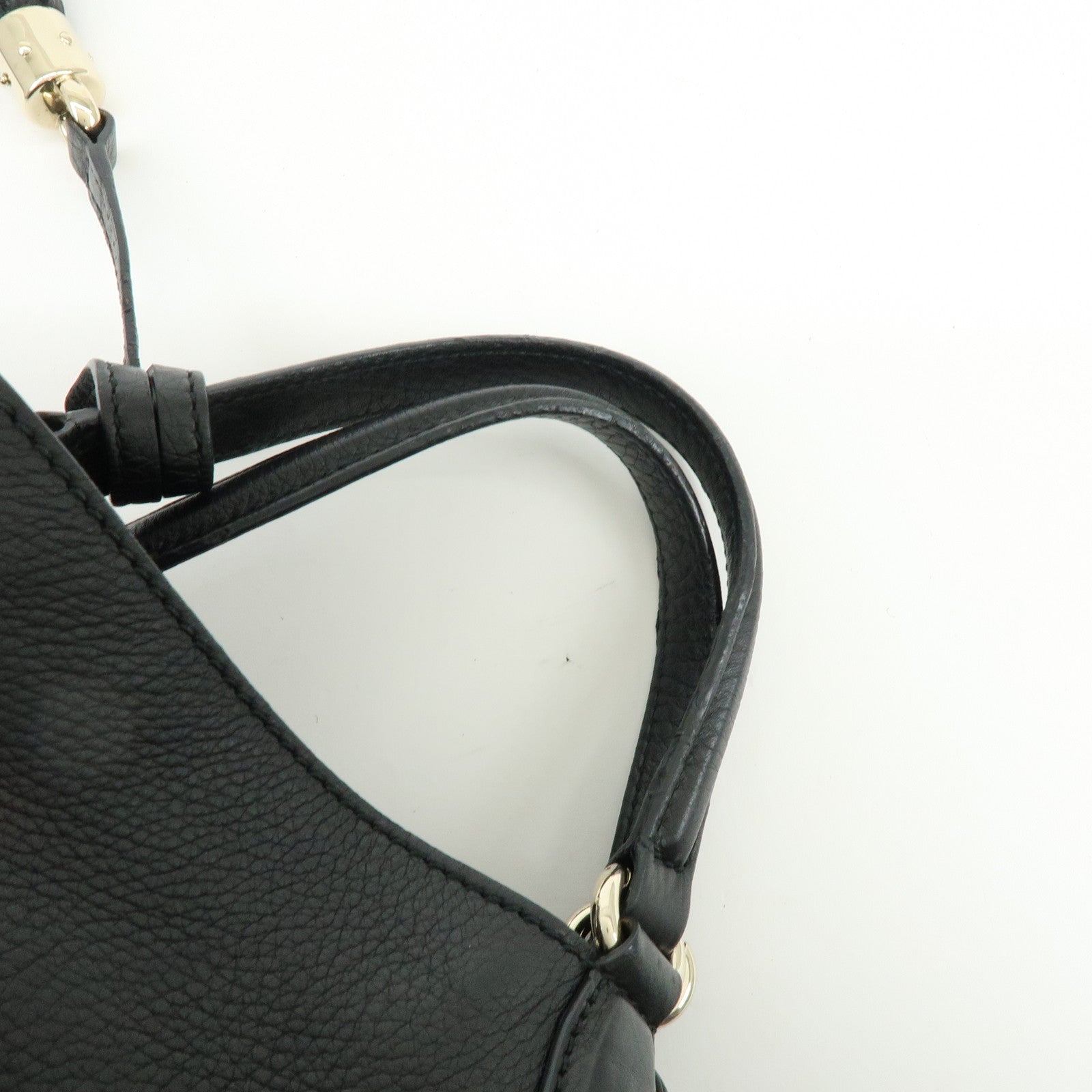 GUCCI SOHO Interlocking G Calf 2Way Hand Shoulder Bag Black 336751