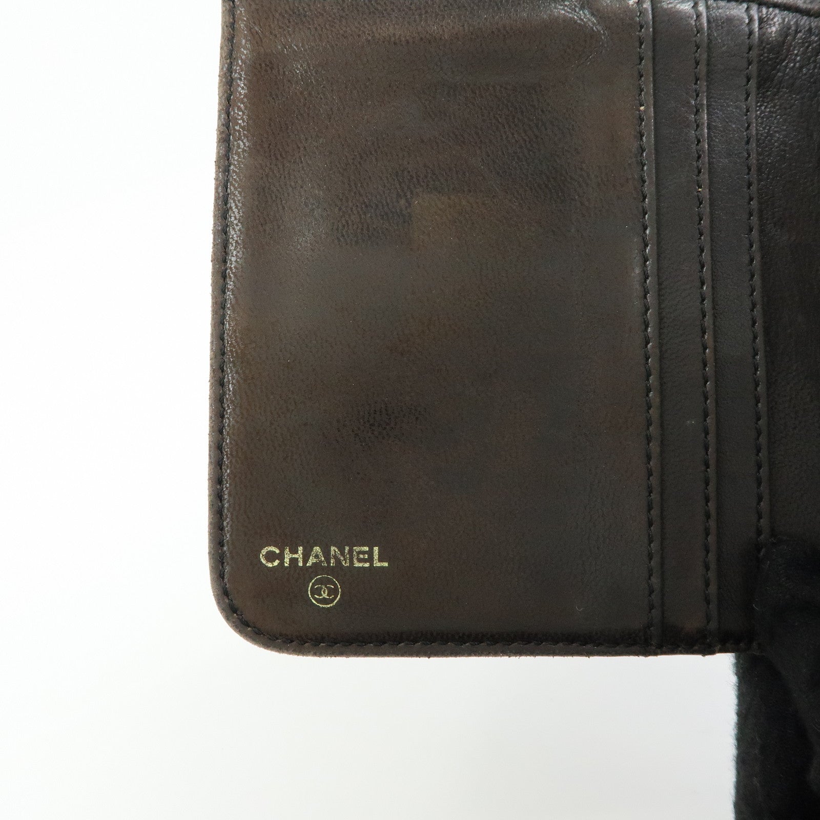 CHANEL COCO Mark Cavairskin Compact Bi-Fold Wallet Black