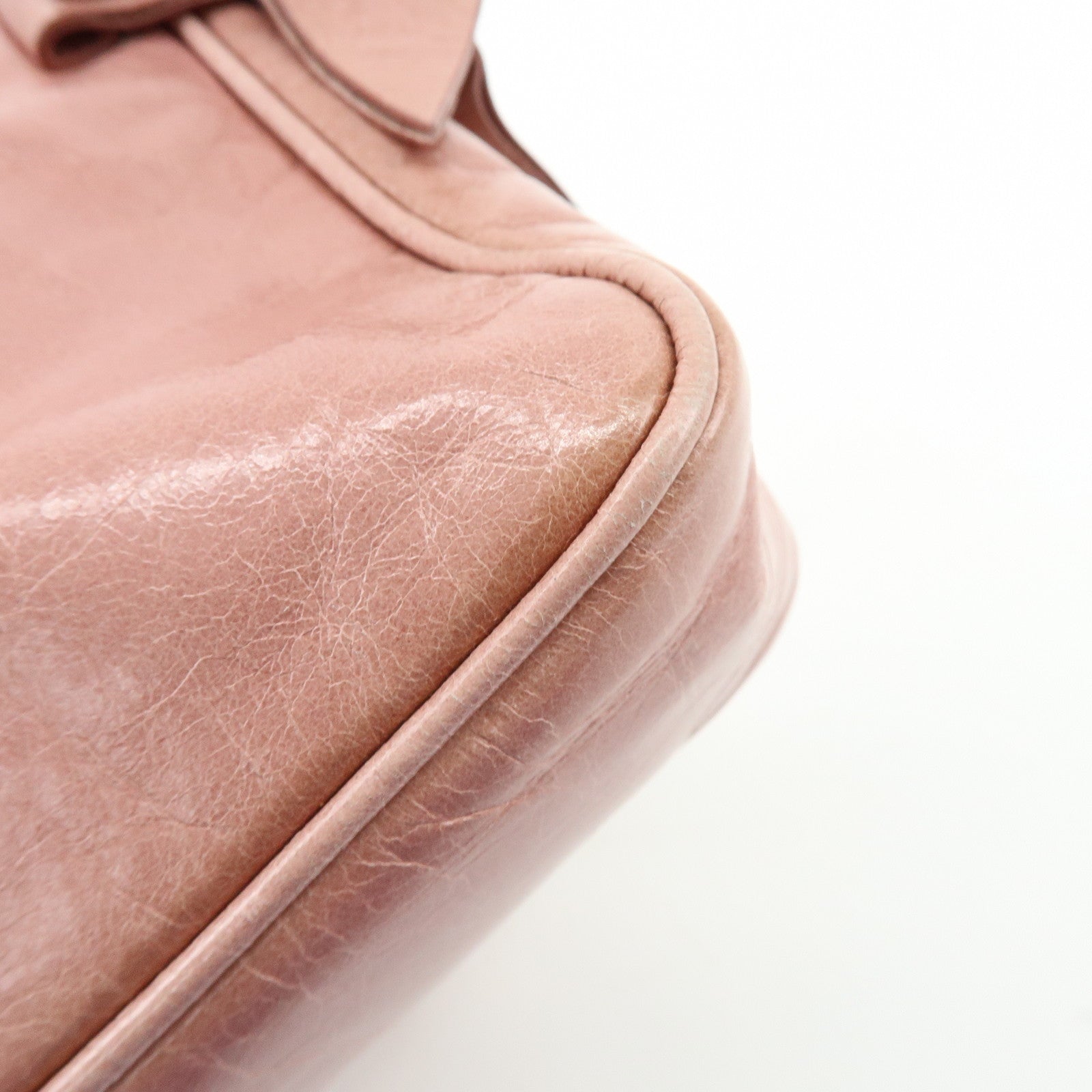 MIU MIU Side Ribbon Leather Shoulder Bag Hand Bag Pink RR1892