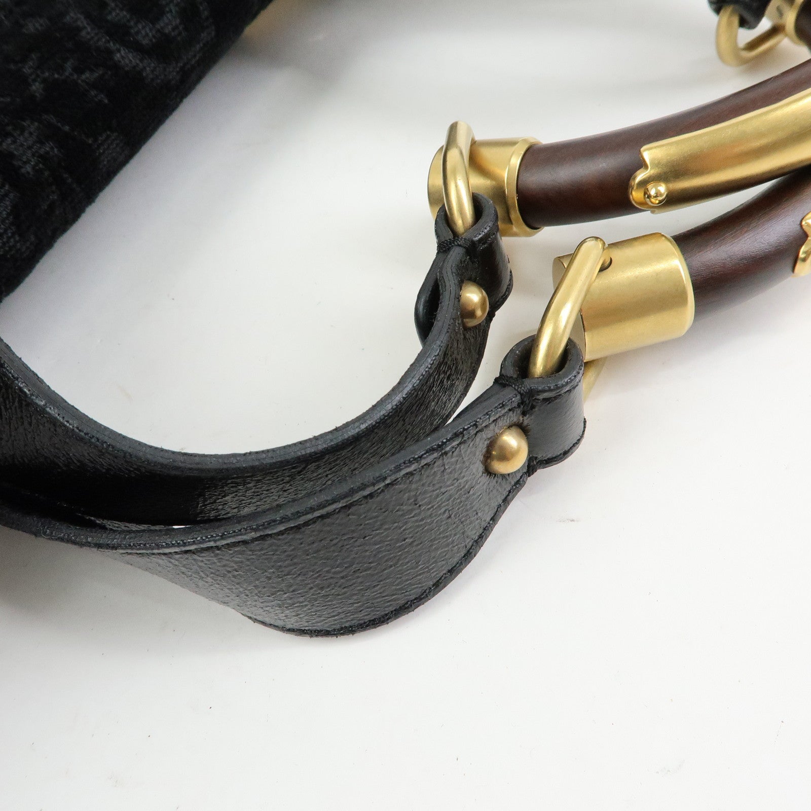STELLA MCCARTNEY Canvas Leather Tote Hand Bag Paisley Pattern Black