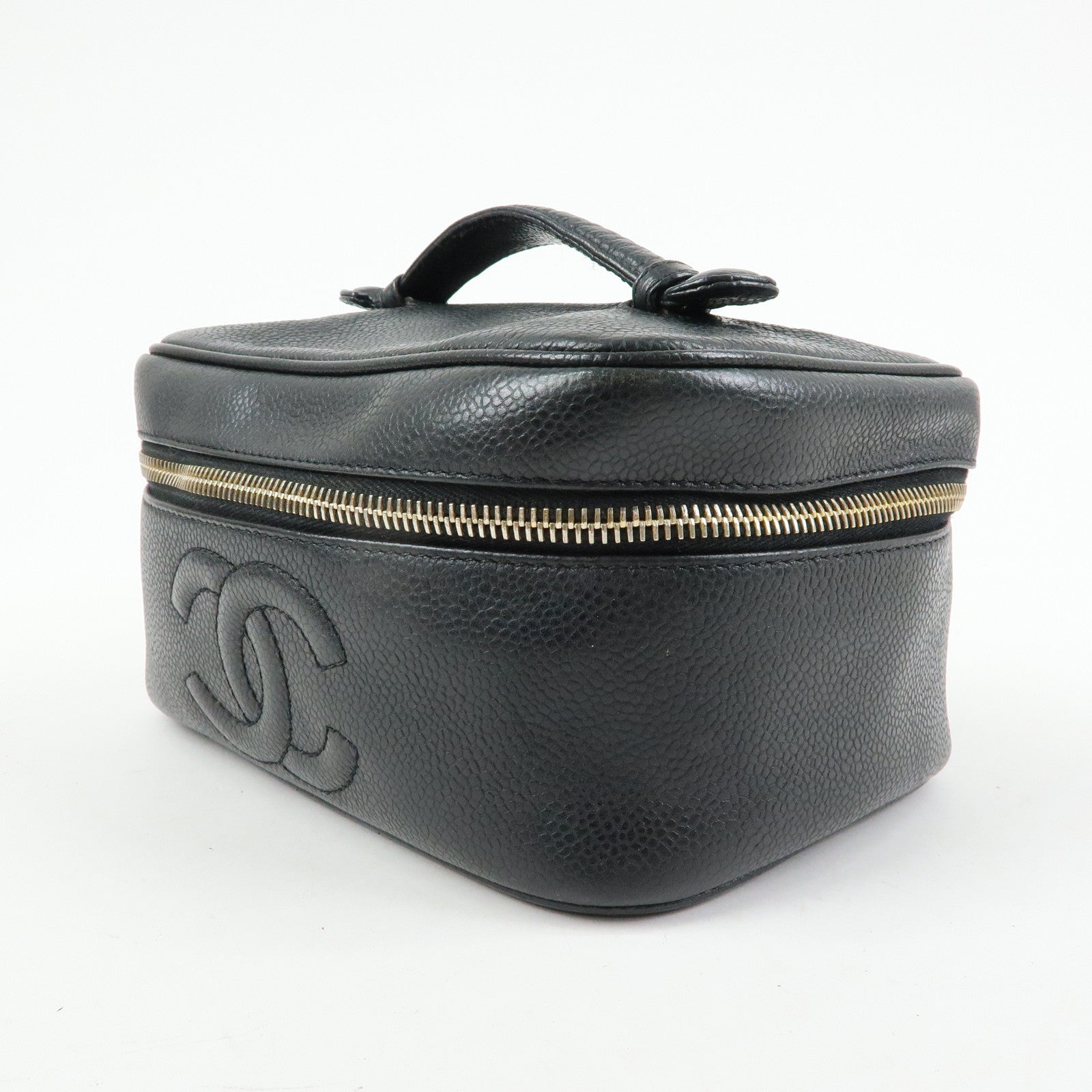 CHANEL COCO Mark Caviarskin Hand Bag Vanity Case Black A01997