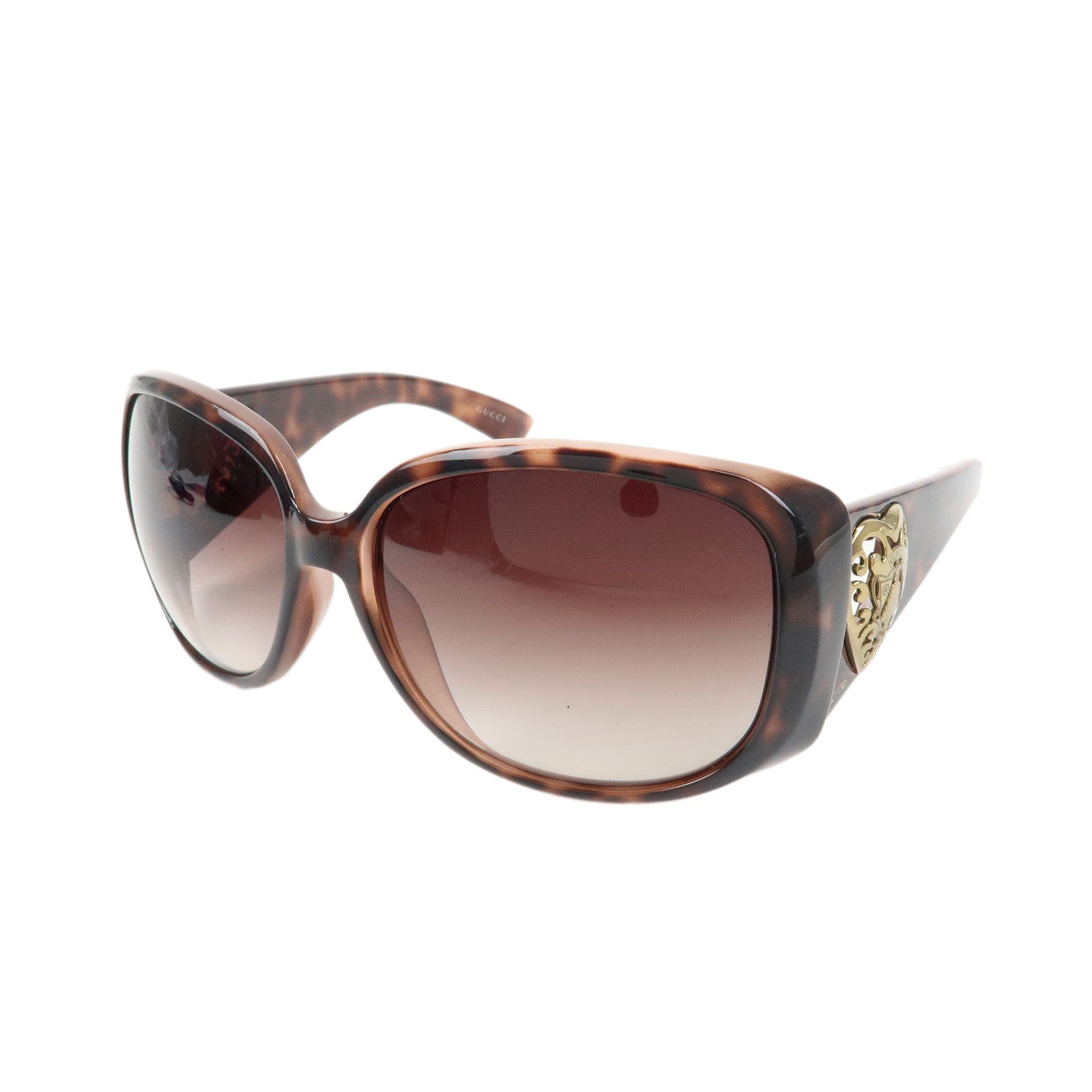 GUCCI Crest Plastic Sunglasses Heart Brown GG3067