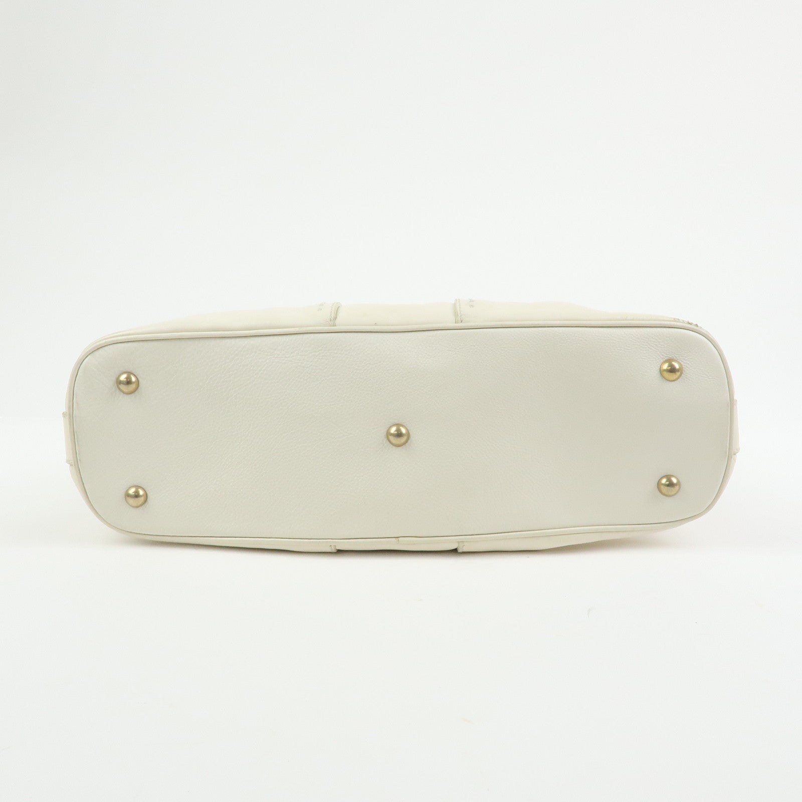 SAINT LAURENT PARIS Muse Y Line Leather Hand Bag Ivory 156465