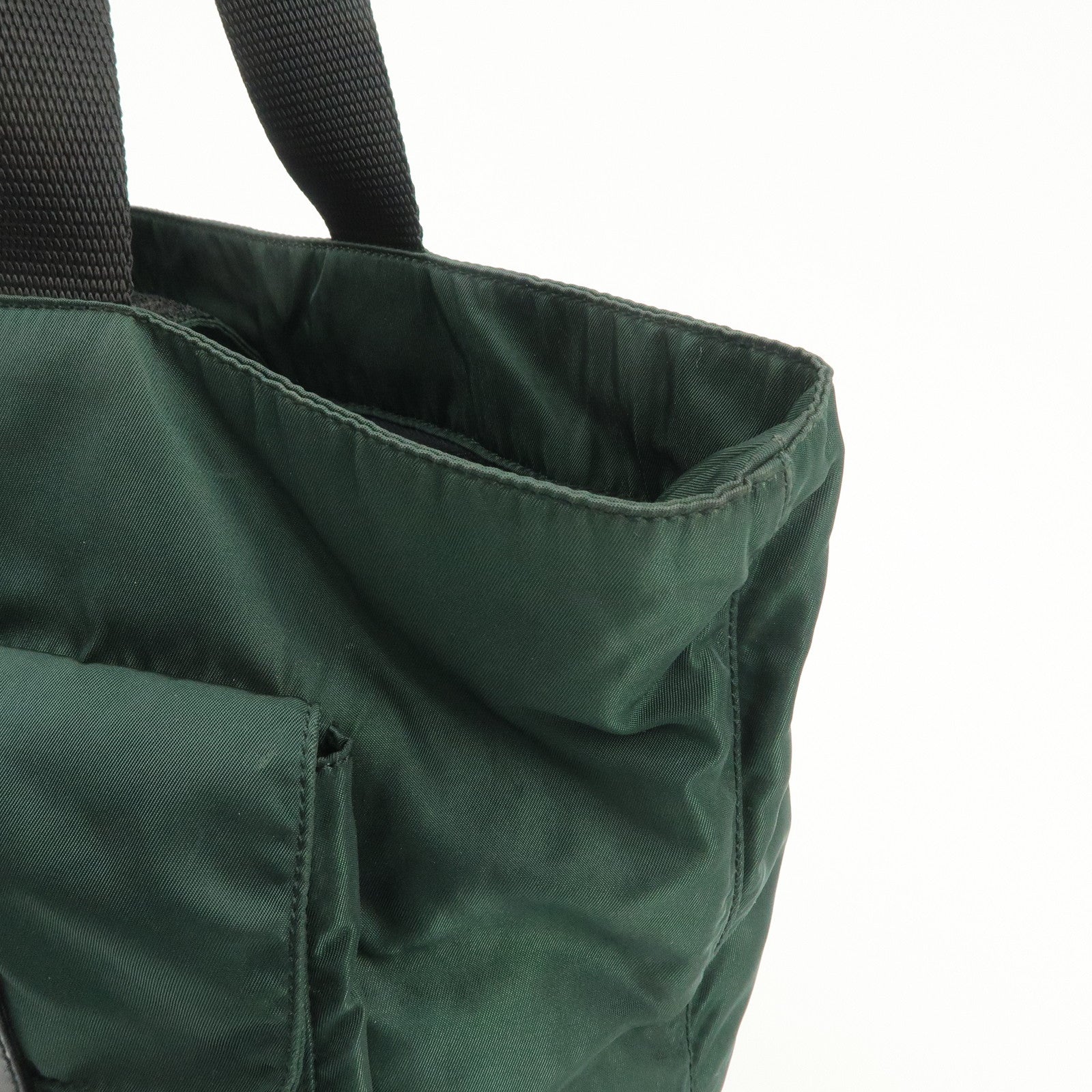 PRADA Triangle Logo Nylon Leather Shoulder Bag Hand Dark Green