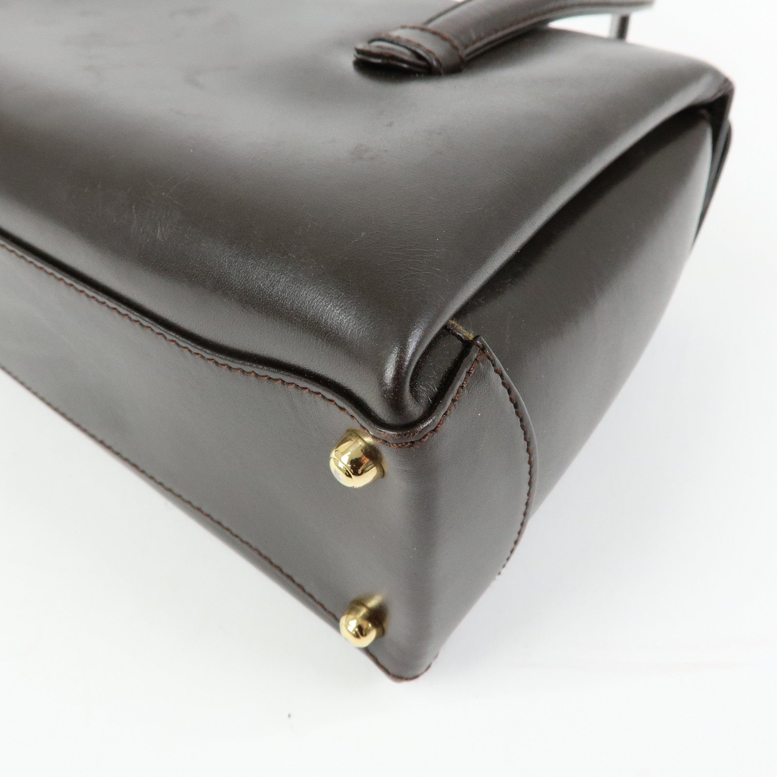 GUCCI Leather Hand Bag Dark Brown 000・1448・0539