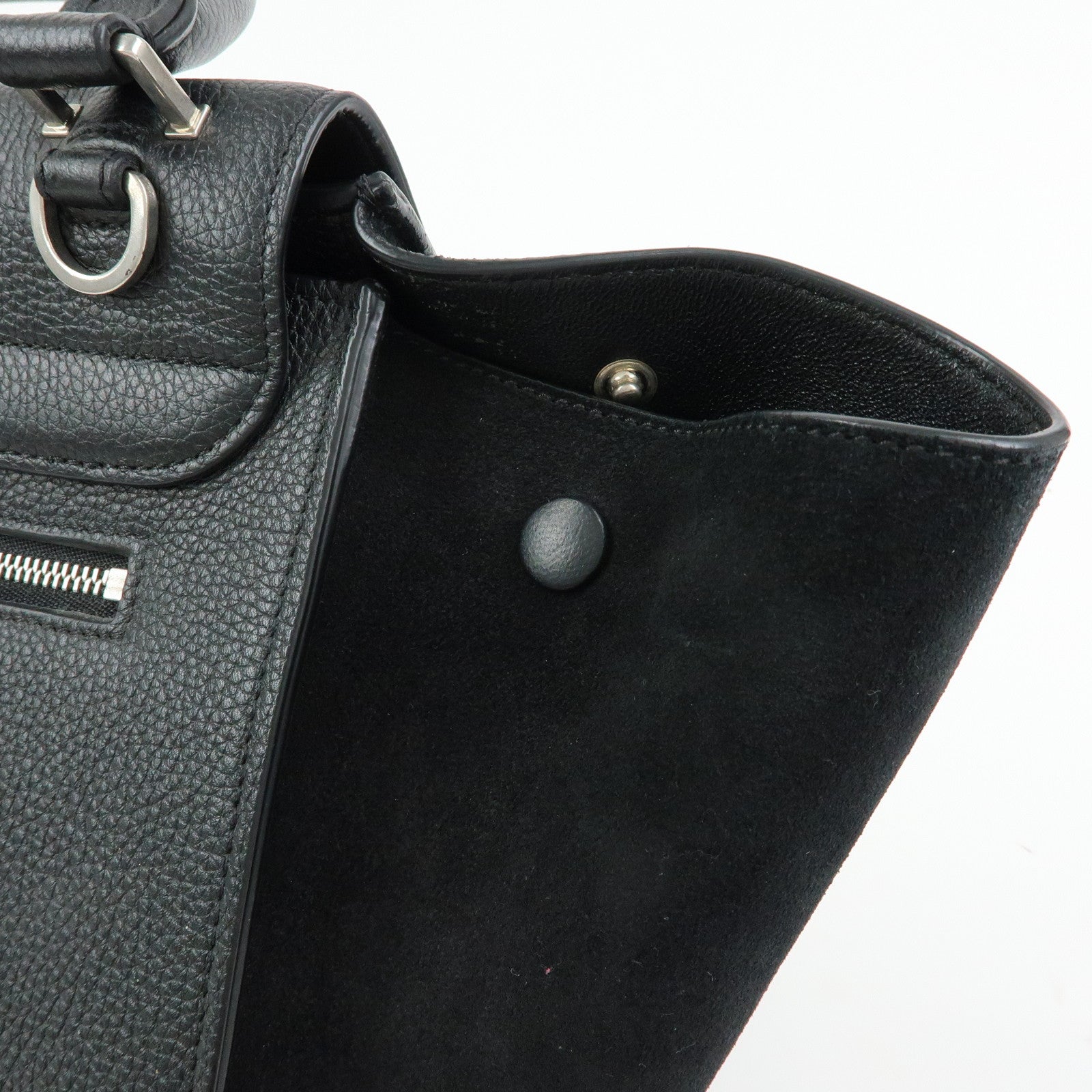 CELINE Trapeze Leather Suede 2WAY Bag Shoulder Bag Black