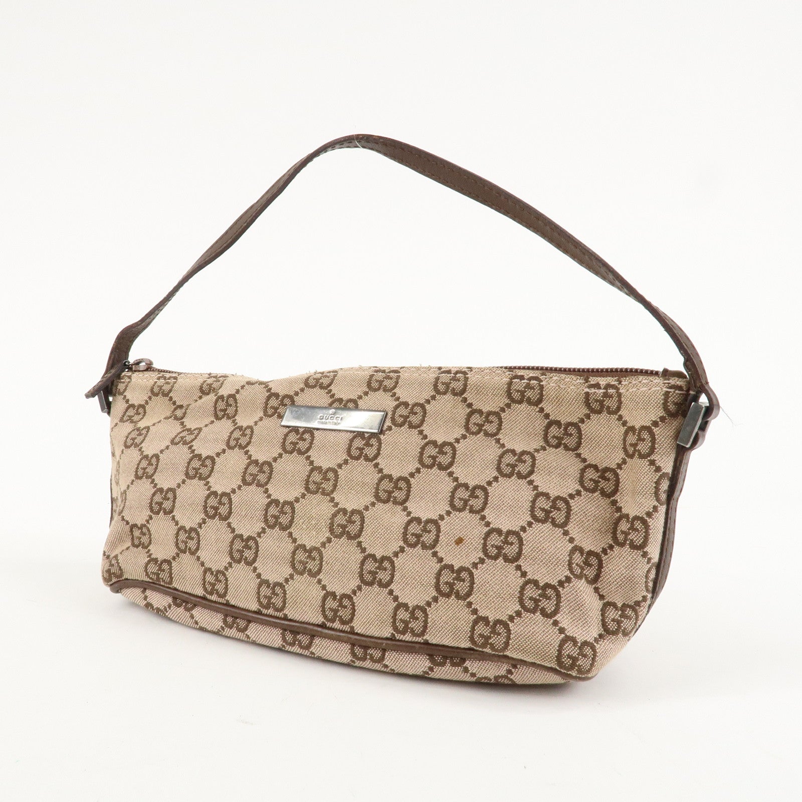 GUCCI GG Canvas Leather Canvas Accessory Pouch 039.1103.2123 Used